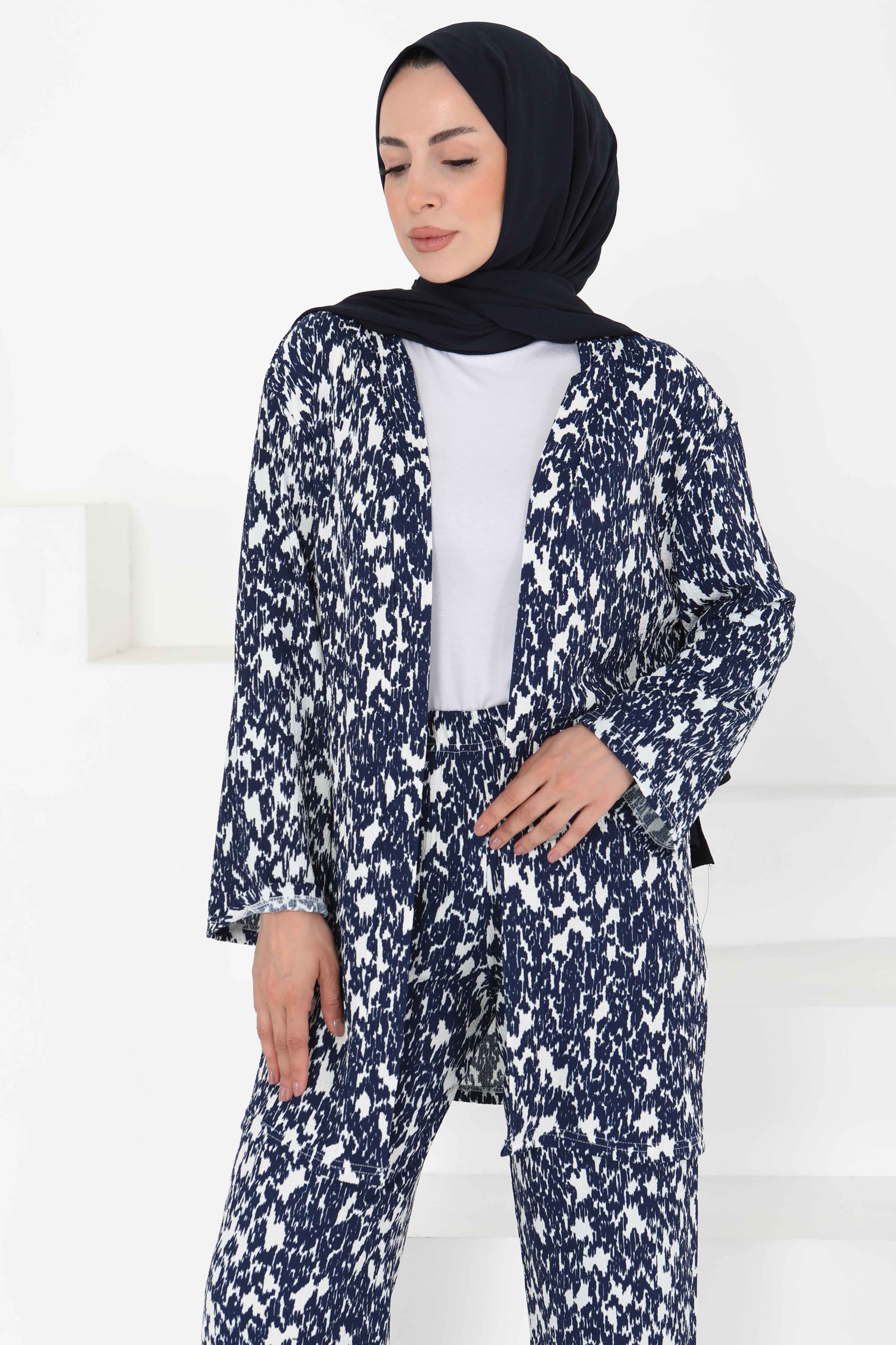 Desenli Kimono Takım - 27132 - 2