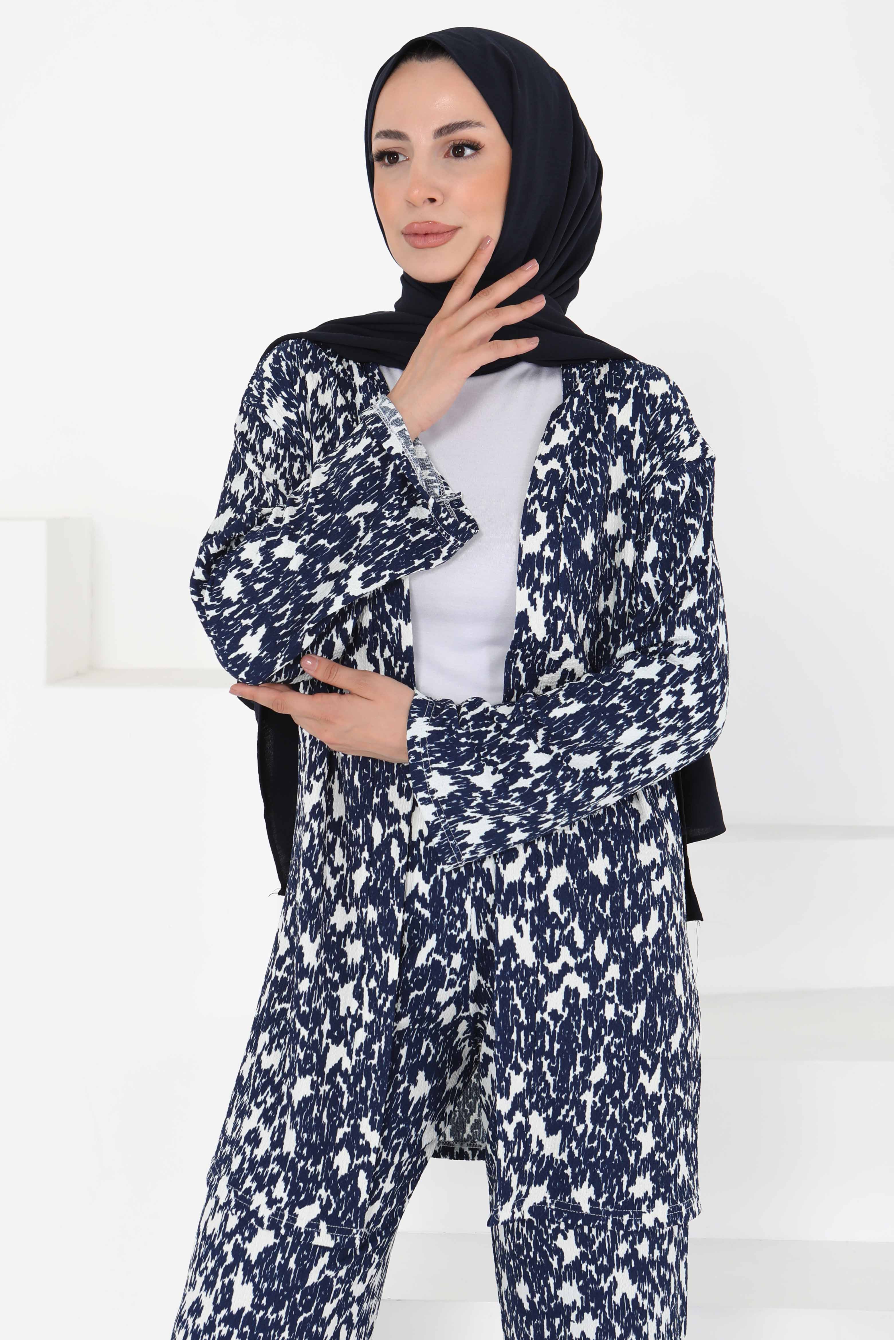 Desenli Kimono Takım - 27132 - 4