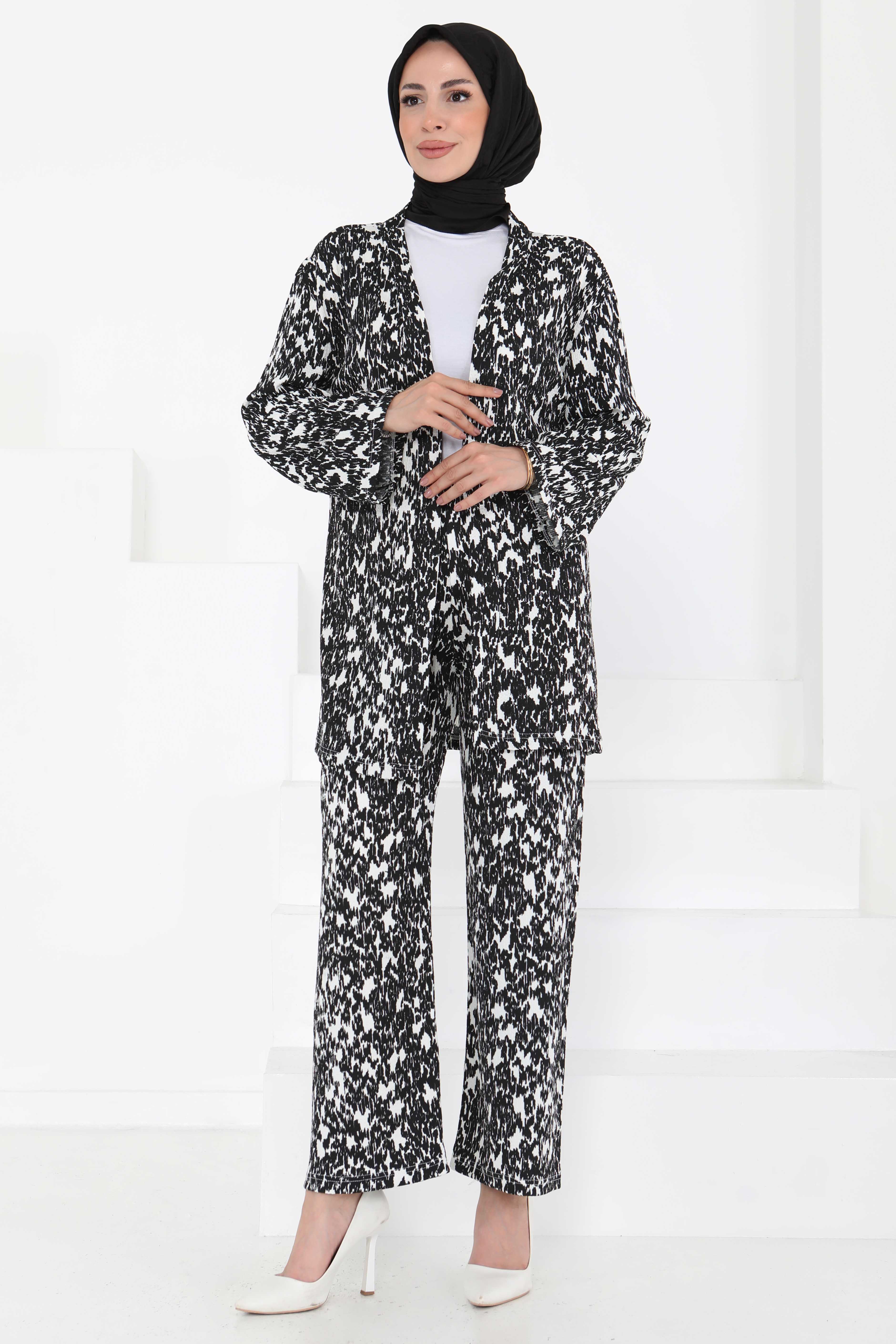 Desenli Kimono Takım - 27132 - 1
