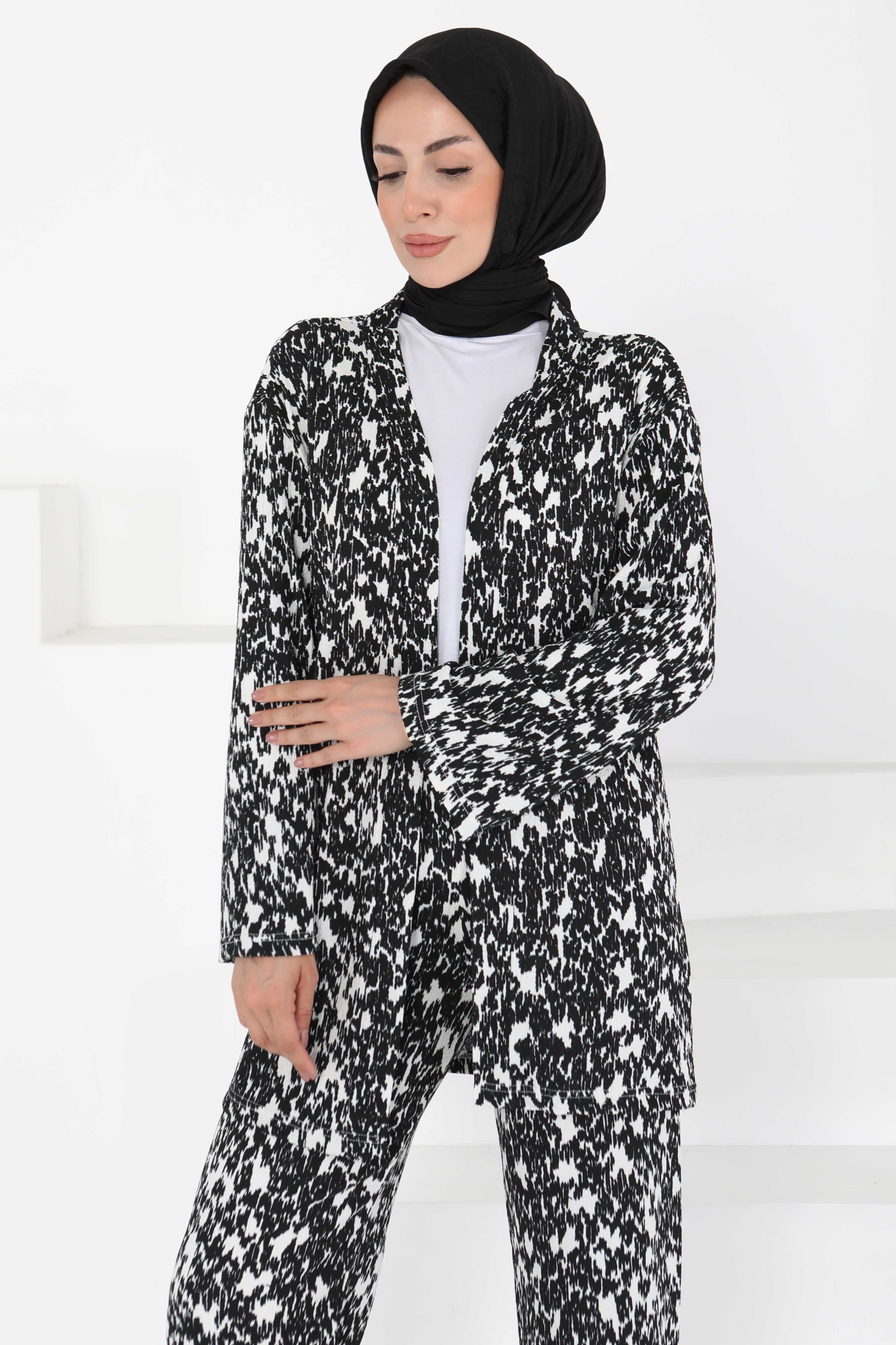 Desenli Kimono Takım - 27132 - 2