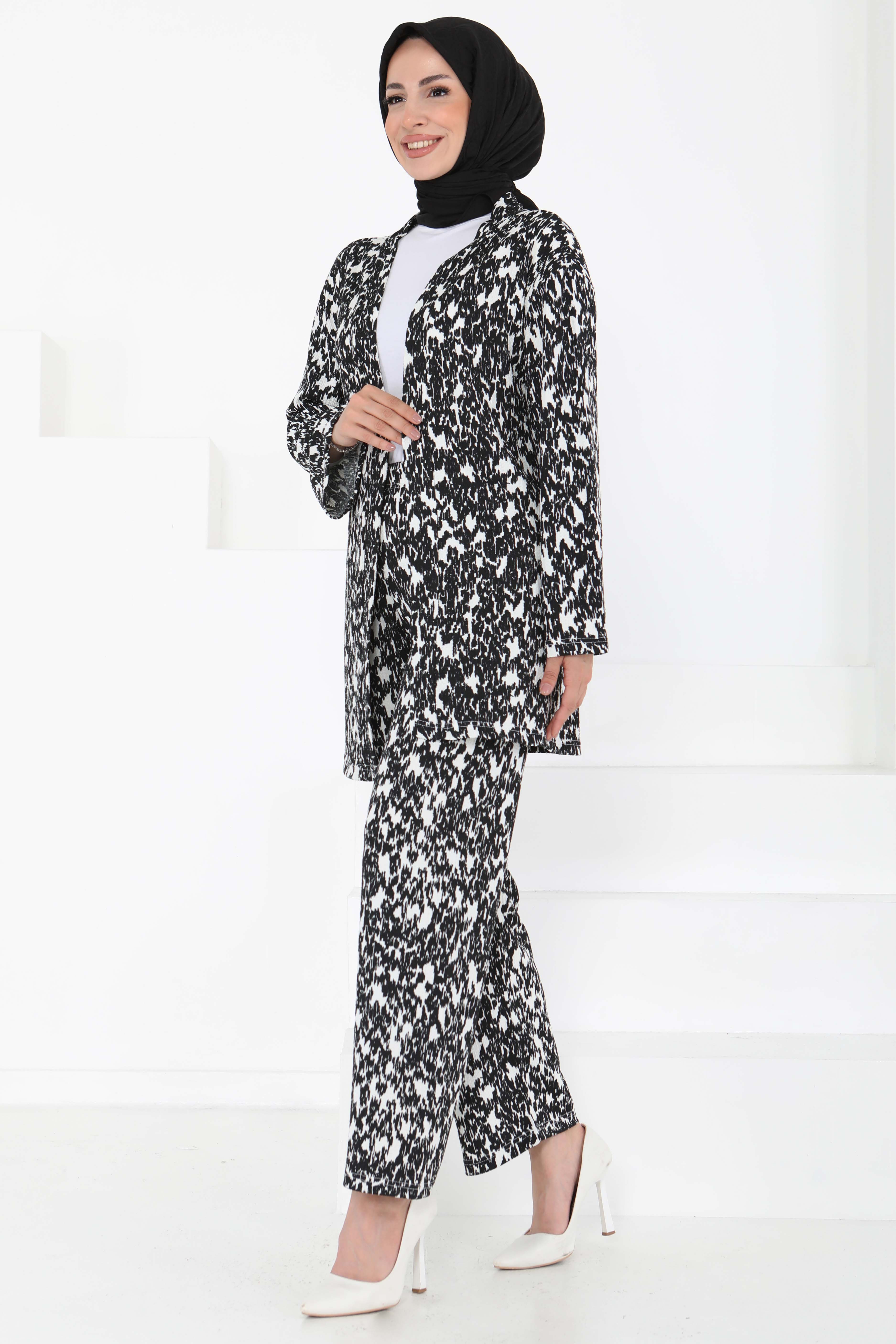 Desenli Kimono Takım - 27132 - 3