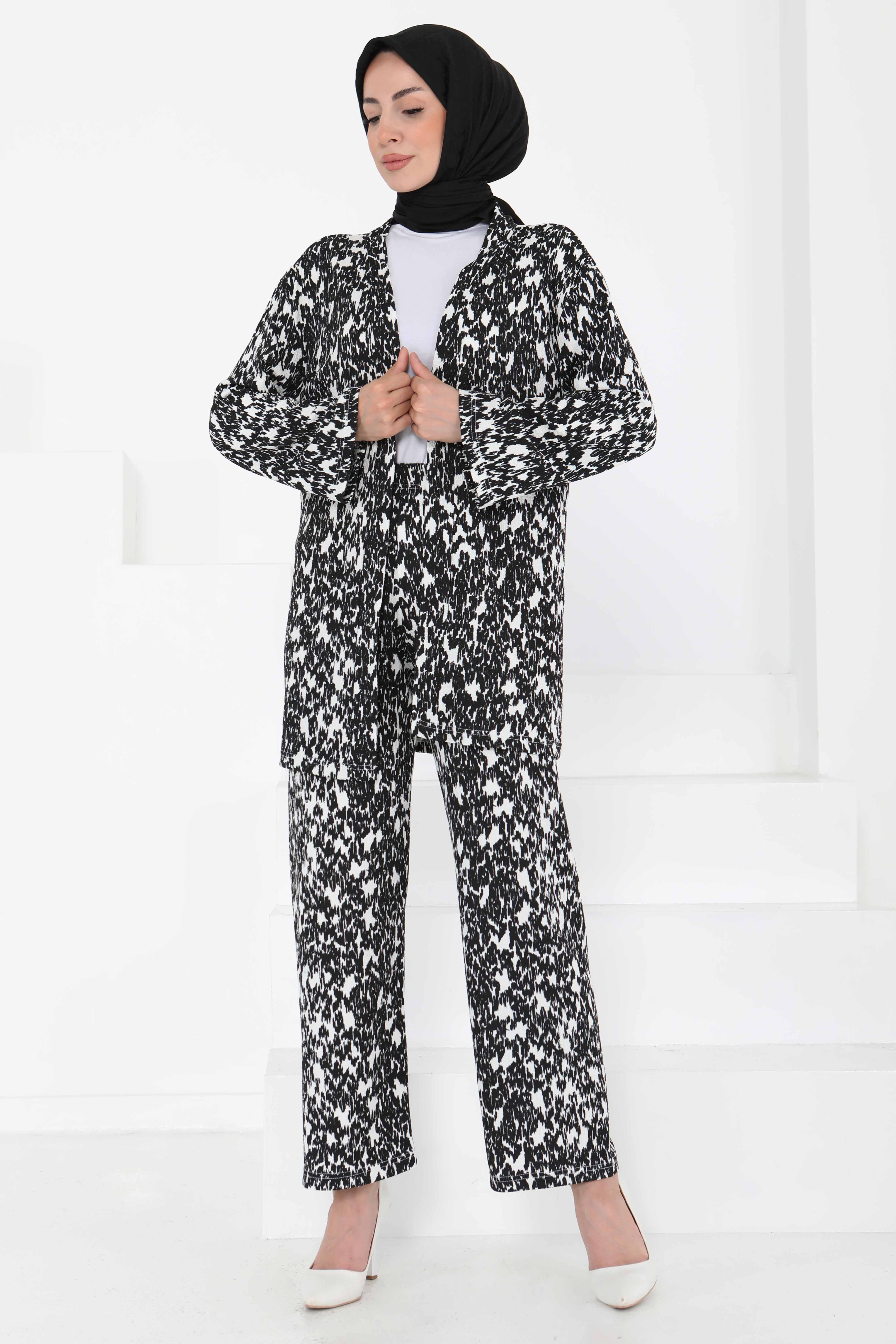 Desenli Kimono Takım - 27132 - 4