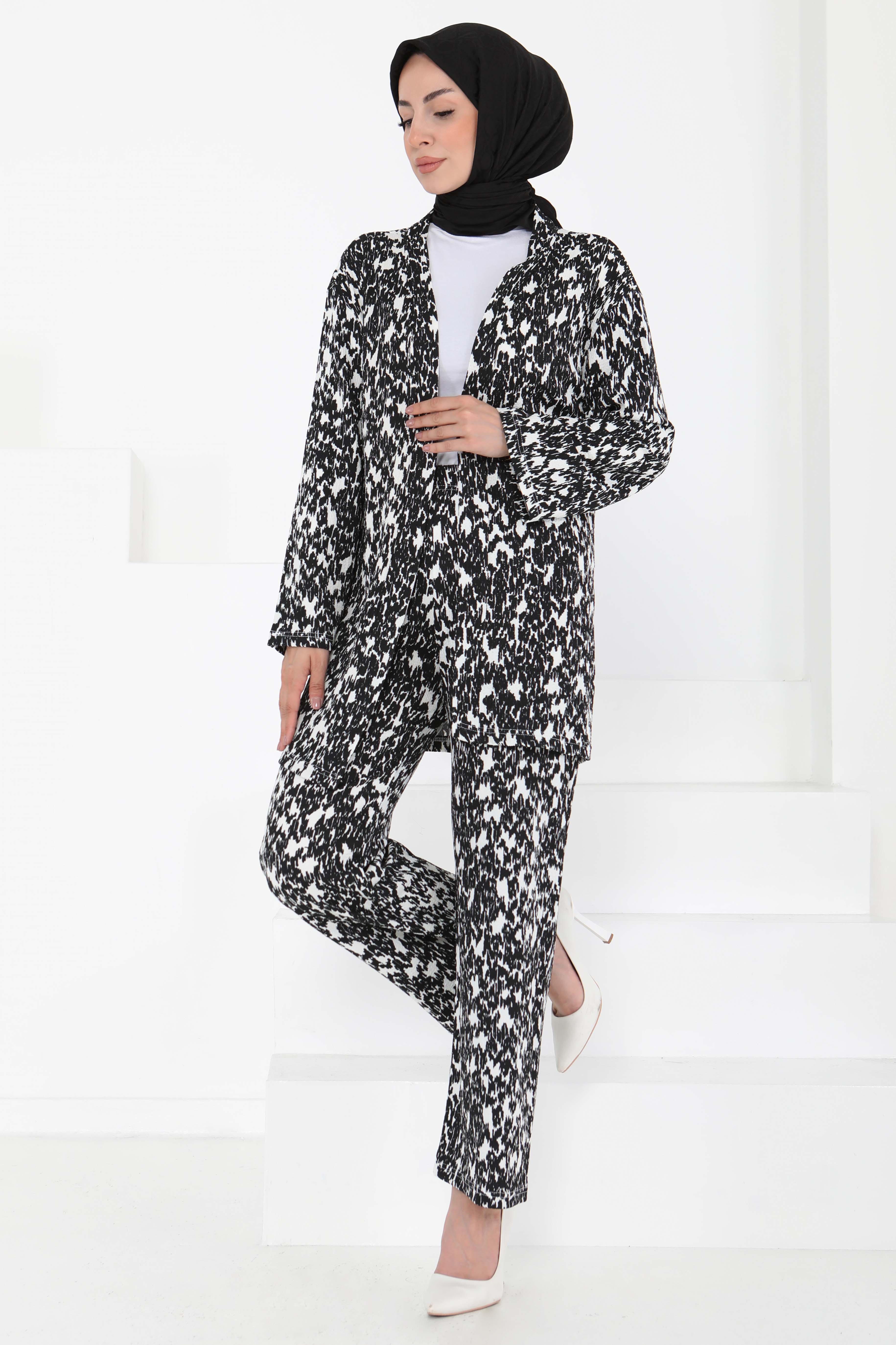 Desenli Kimono Takım - 27132 - 5