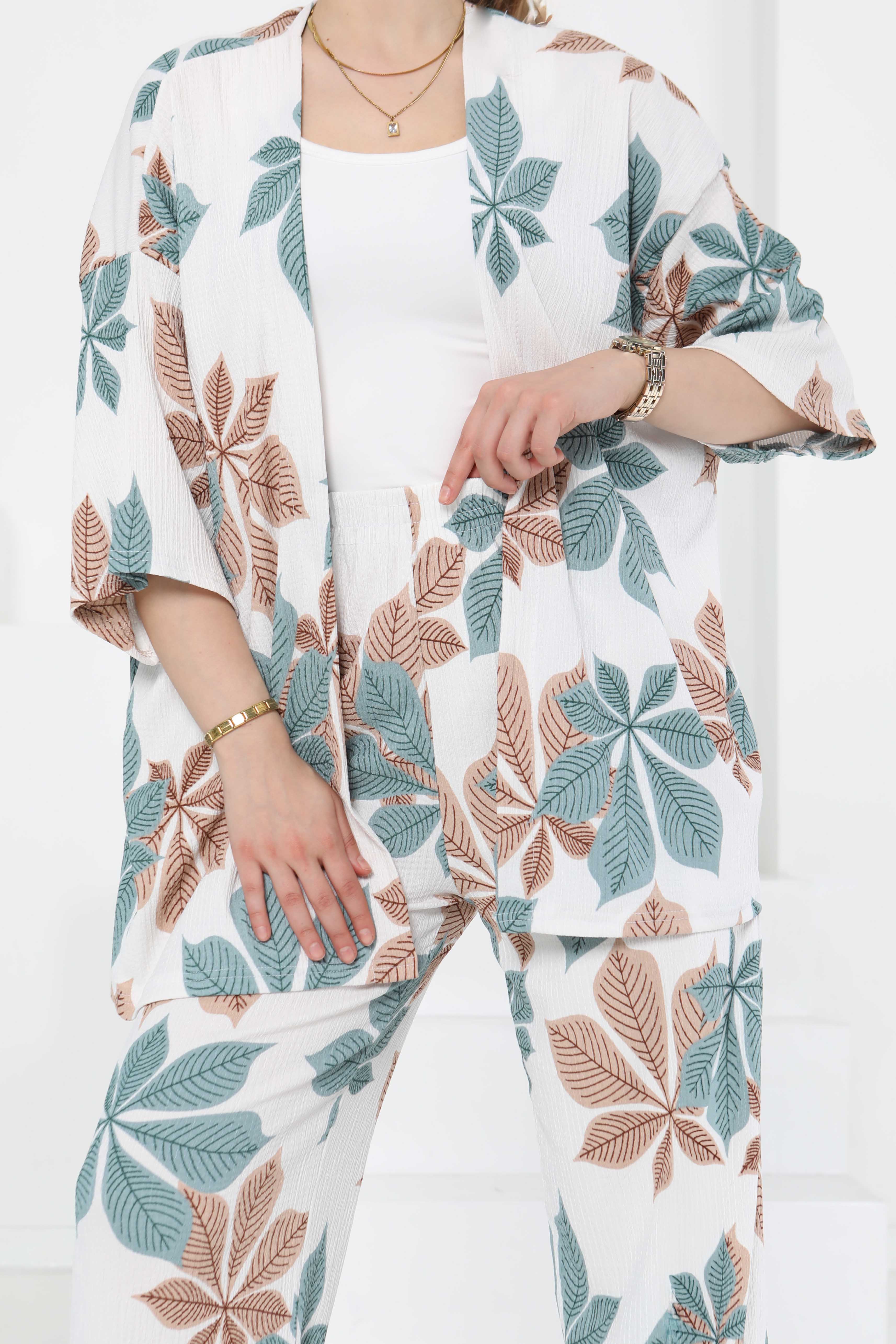 Desenli Kimono Takım - 27284 - 1