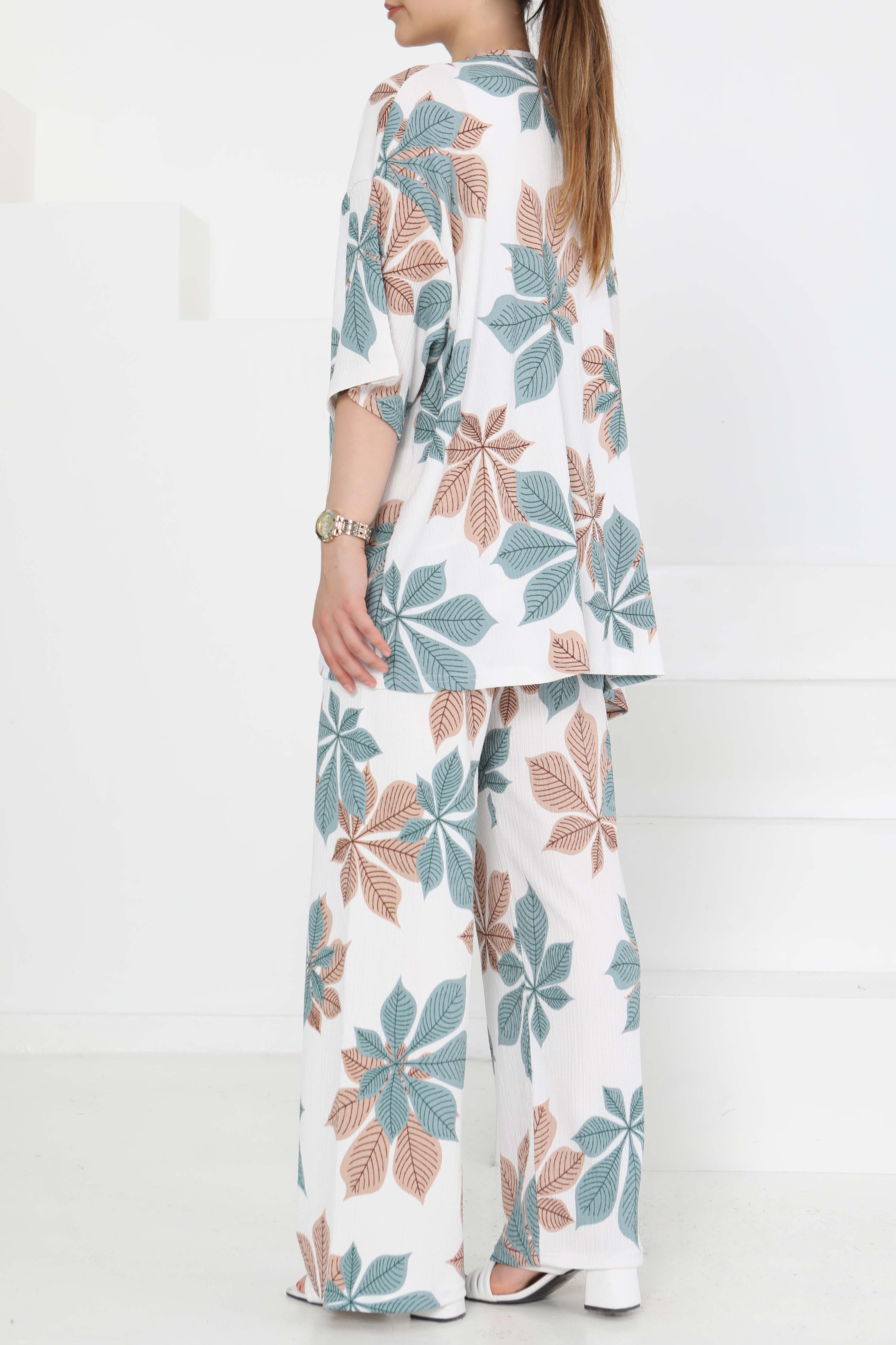 Desenli Kimono Takım - 27284 - 5