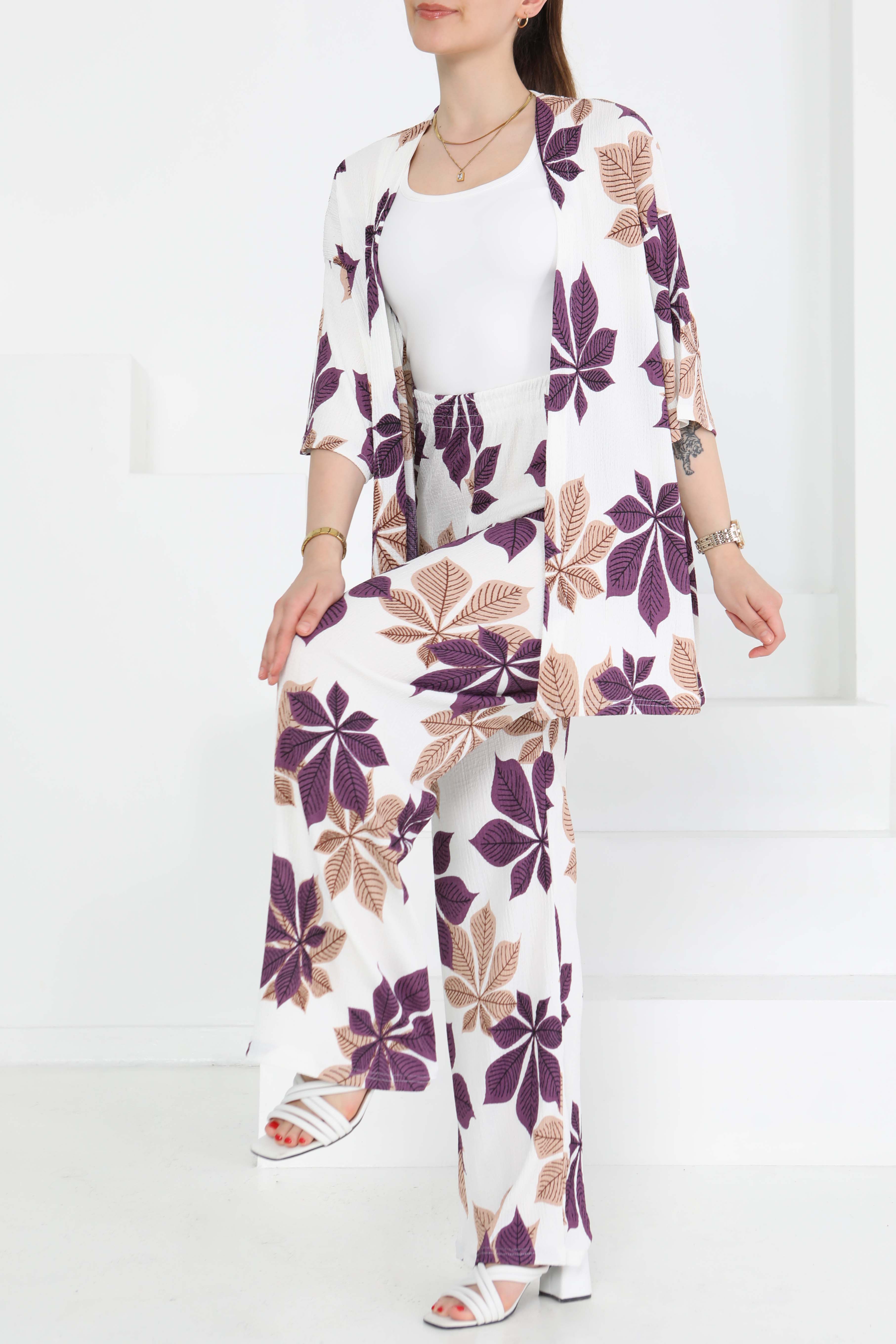 Desenli Kimono Takım - 27284 - 5