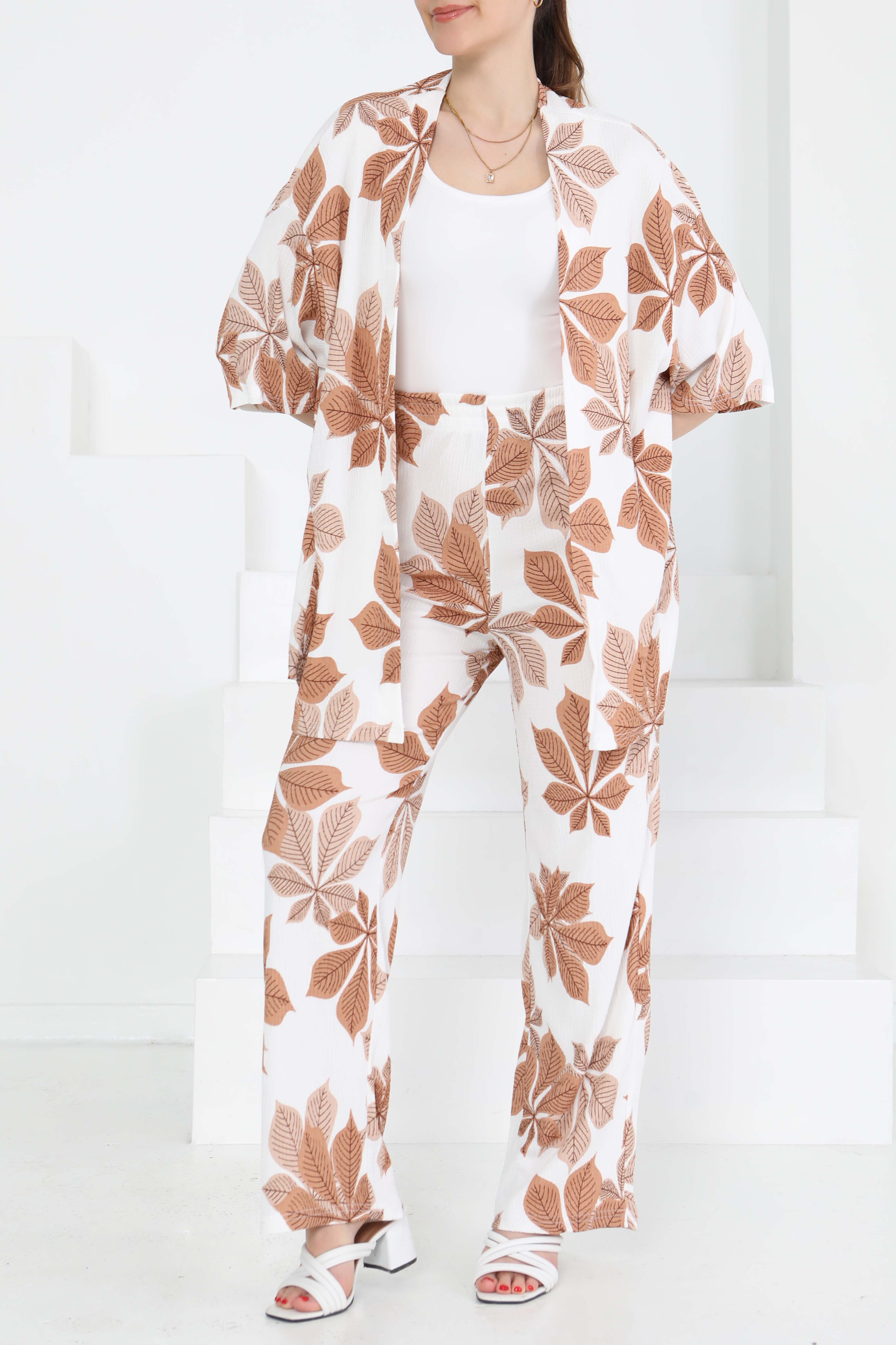 Desenli Kimono Takım - 27284 - 1