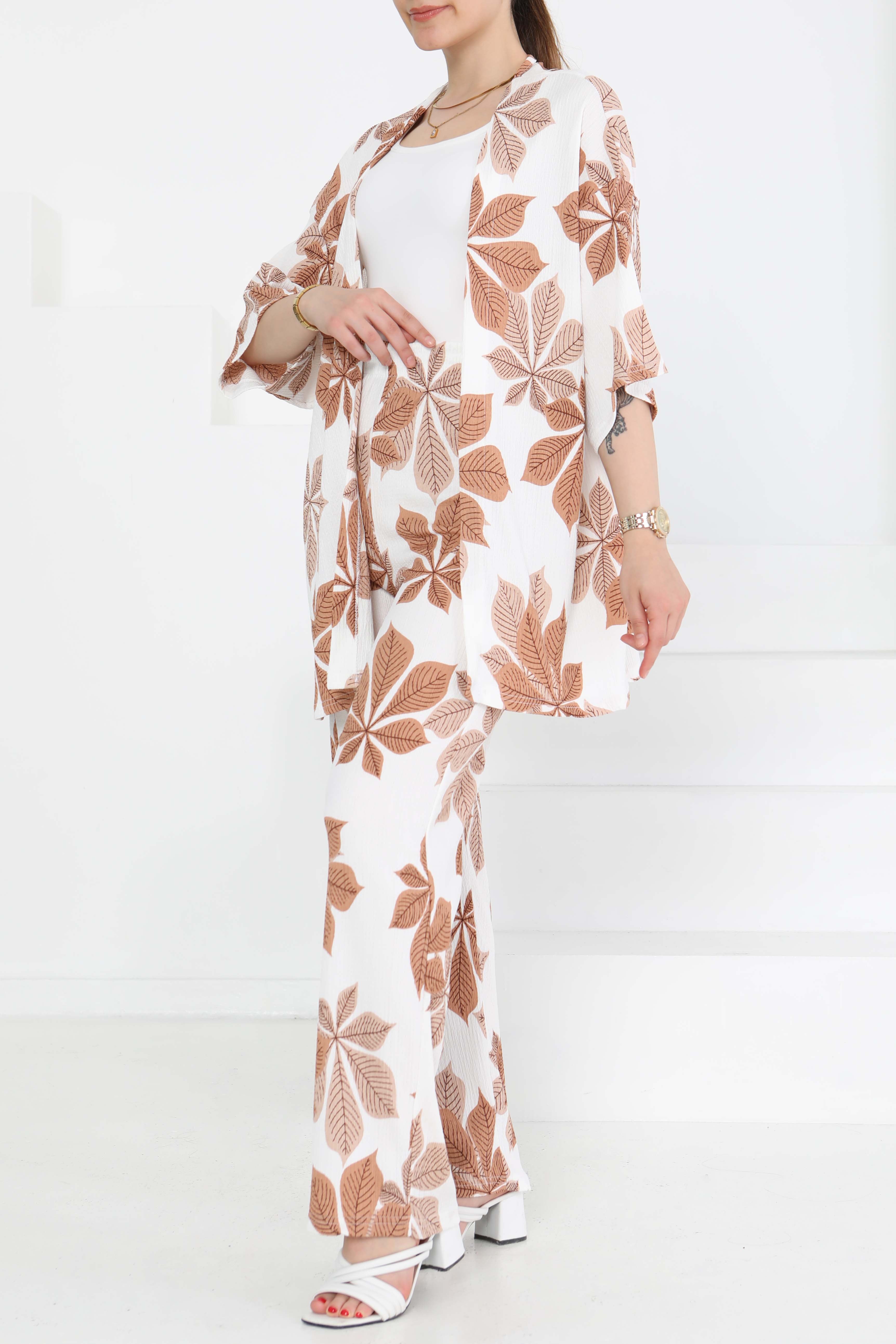Desenli Kimono Takım - 27284 - 2