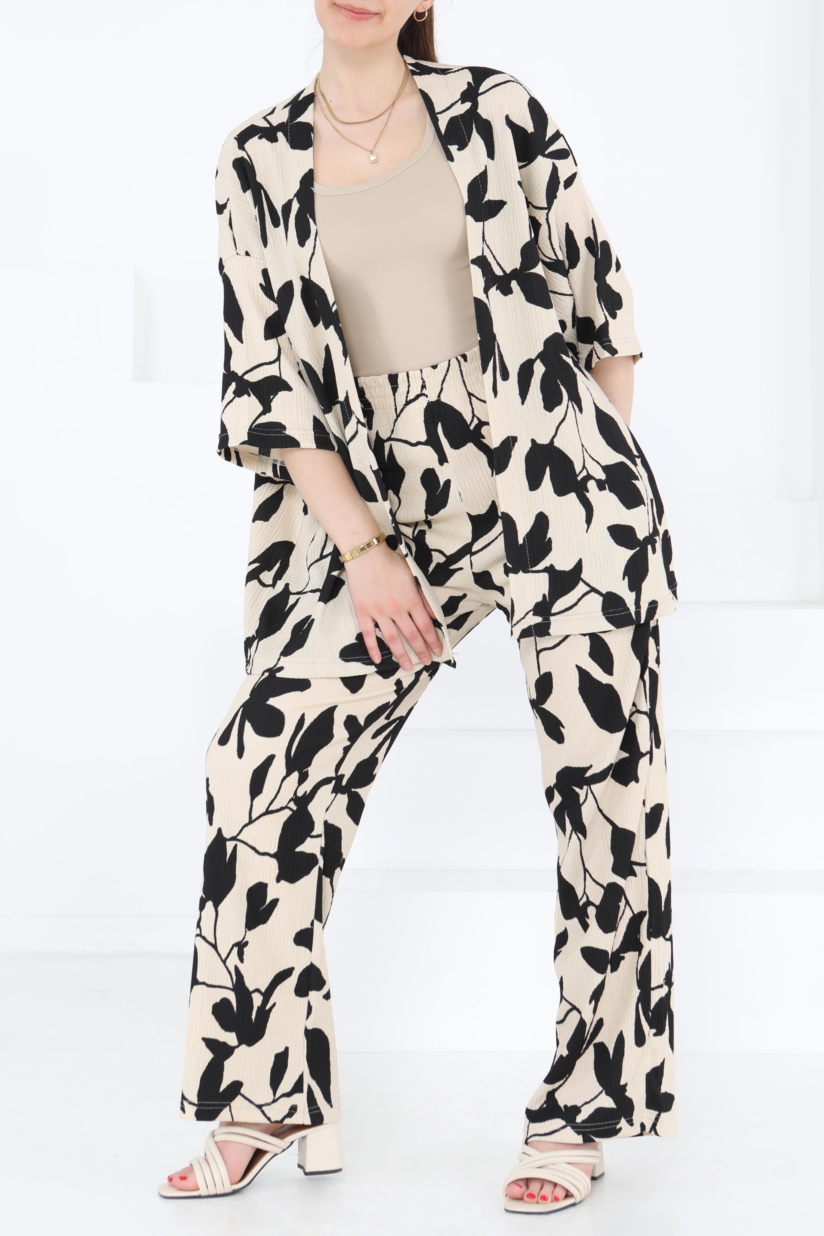 Desenli Kimono Takım - 27285 - 1