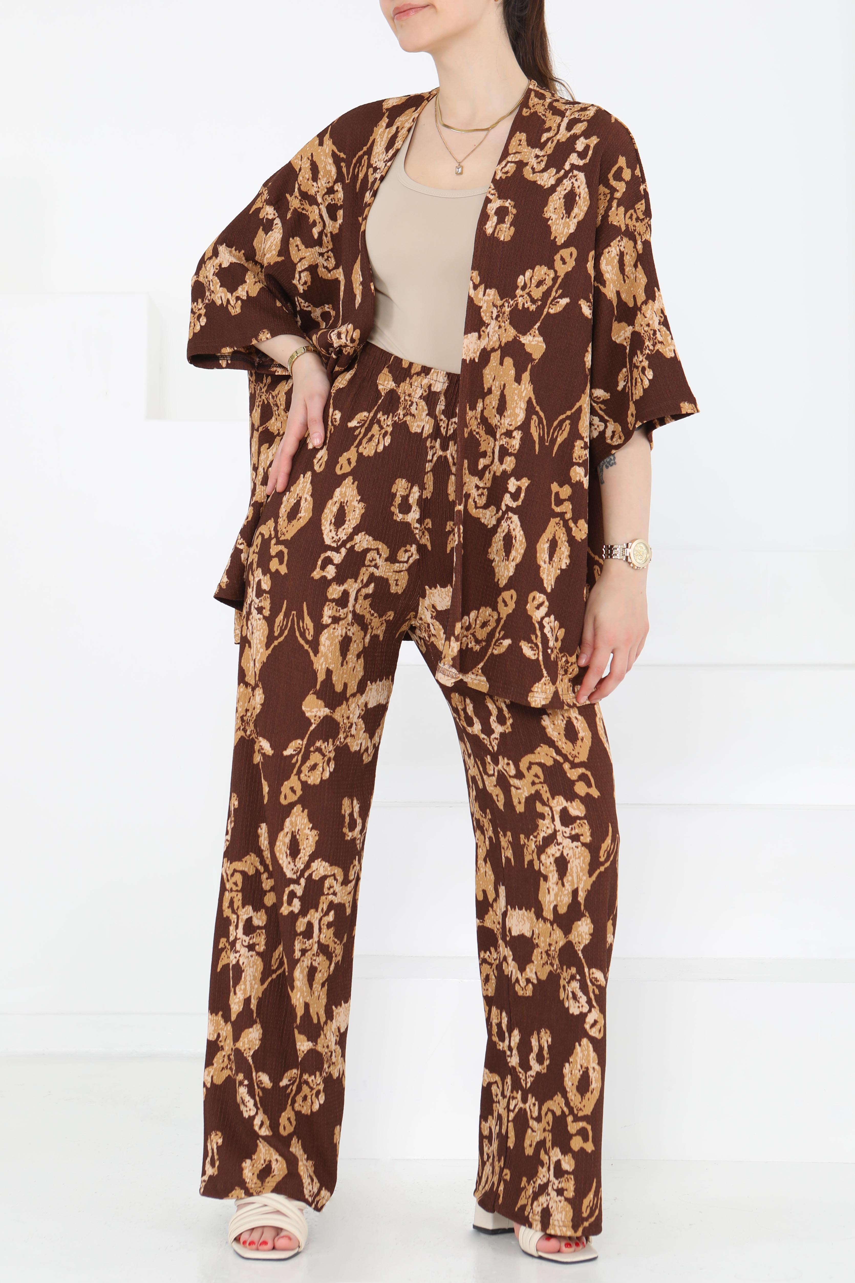Desenli Kimono Takım - 27287 - 1