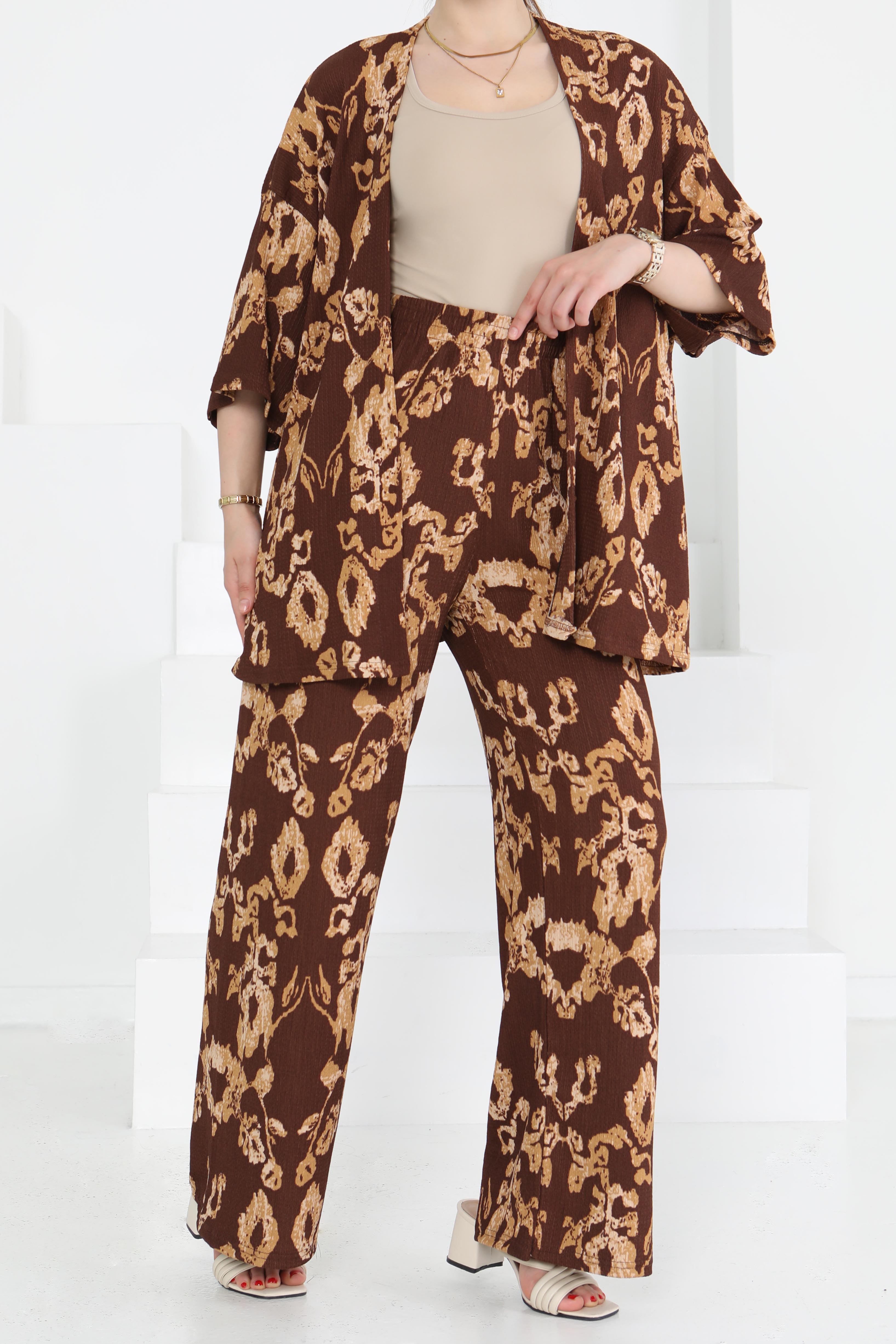 Desenli Kimono Takım - 27287 - 4