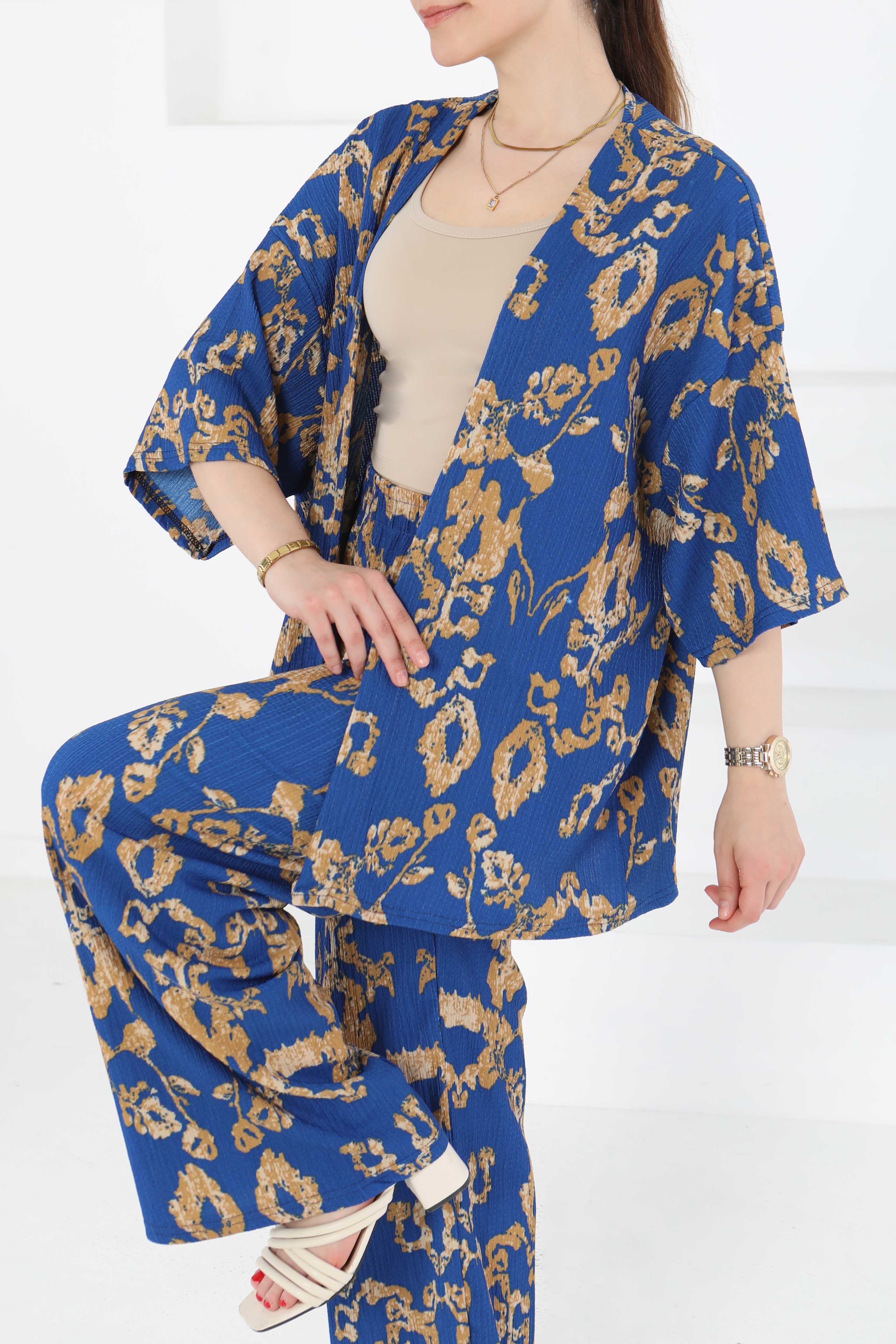 Desenli Kimono Takım - 27287 - 1