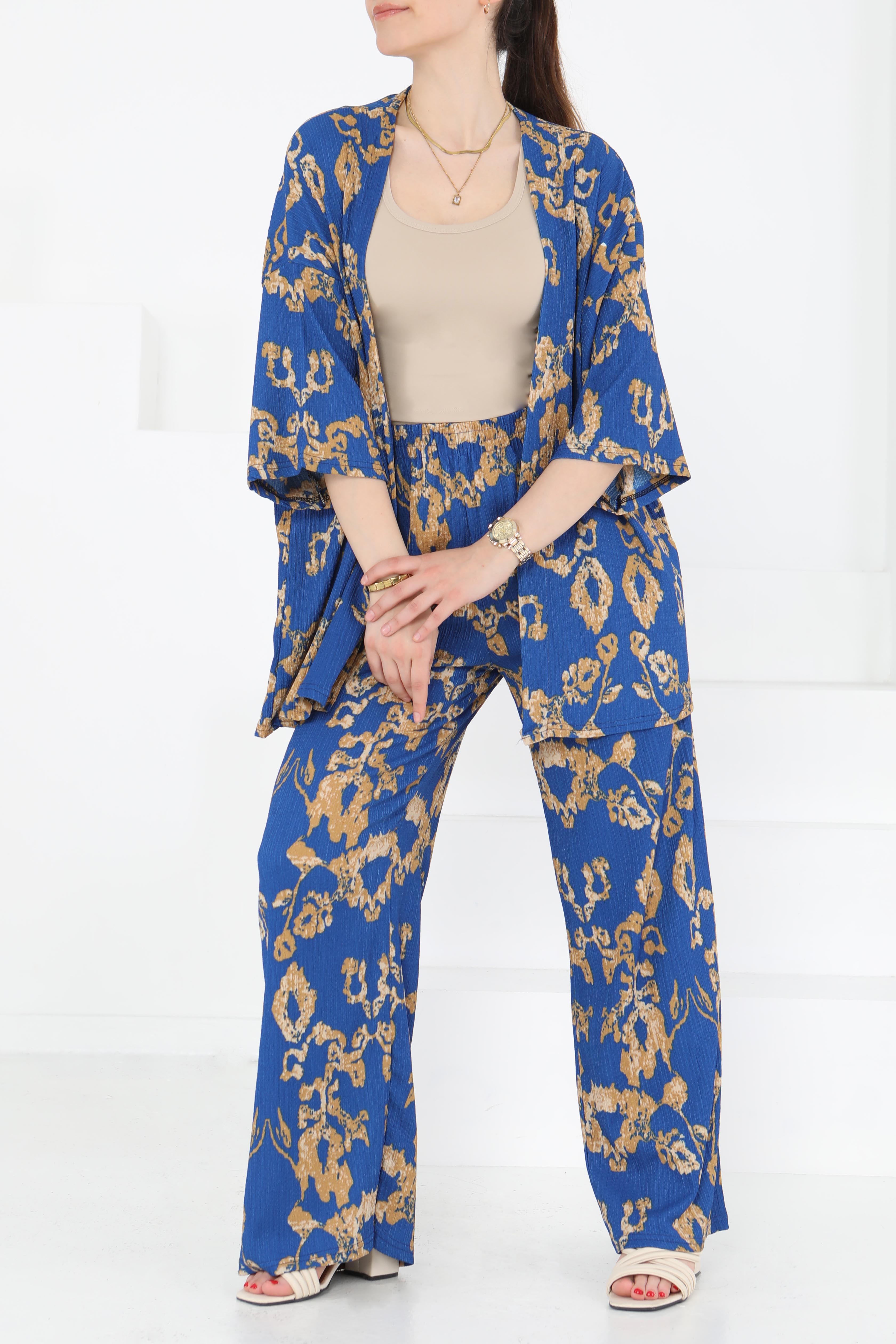 Desenli Kimono Takım - 27287 - 2