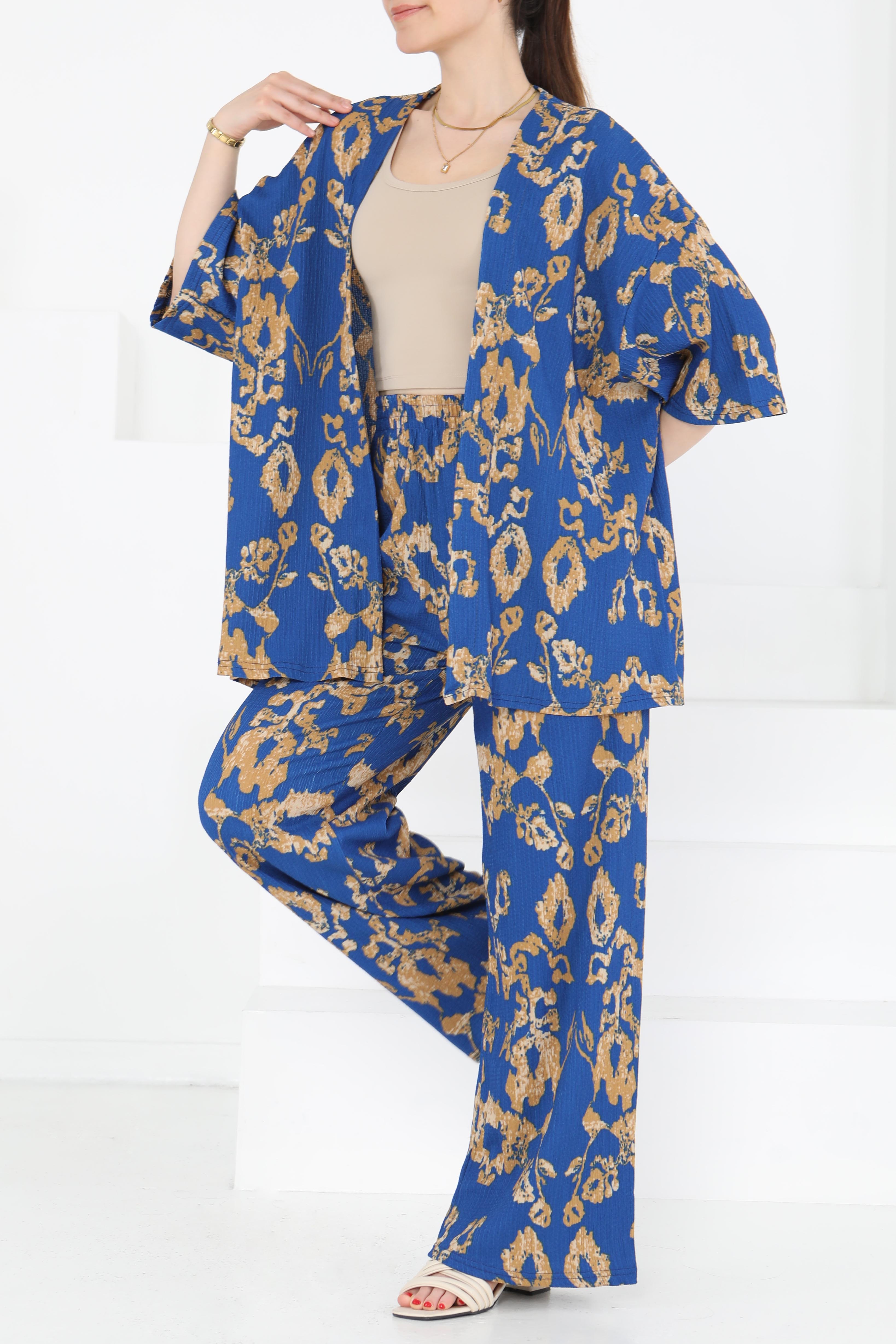 Desenli Kimono Takım - 27287 - 4