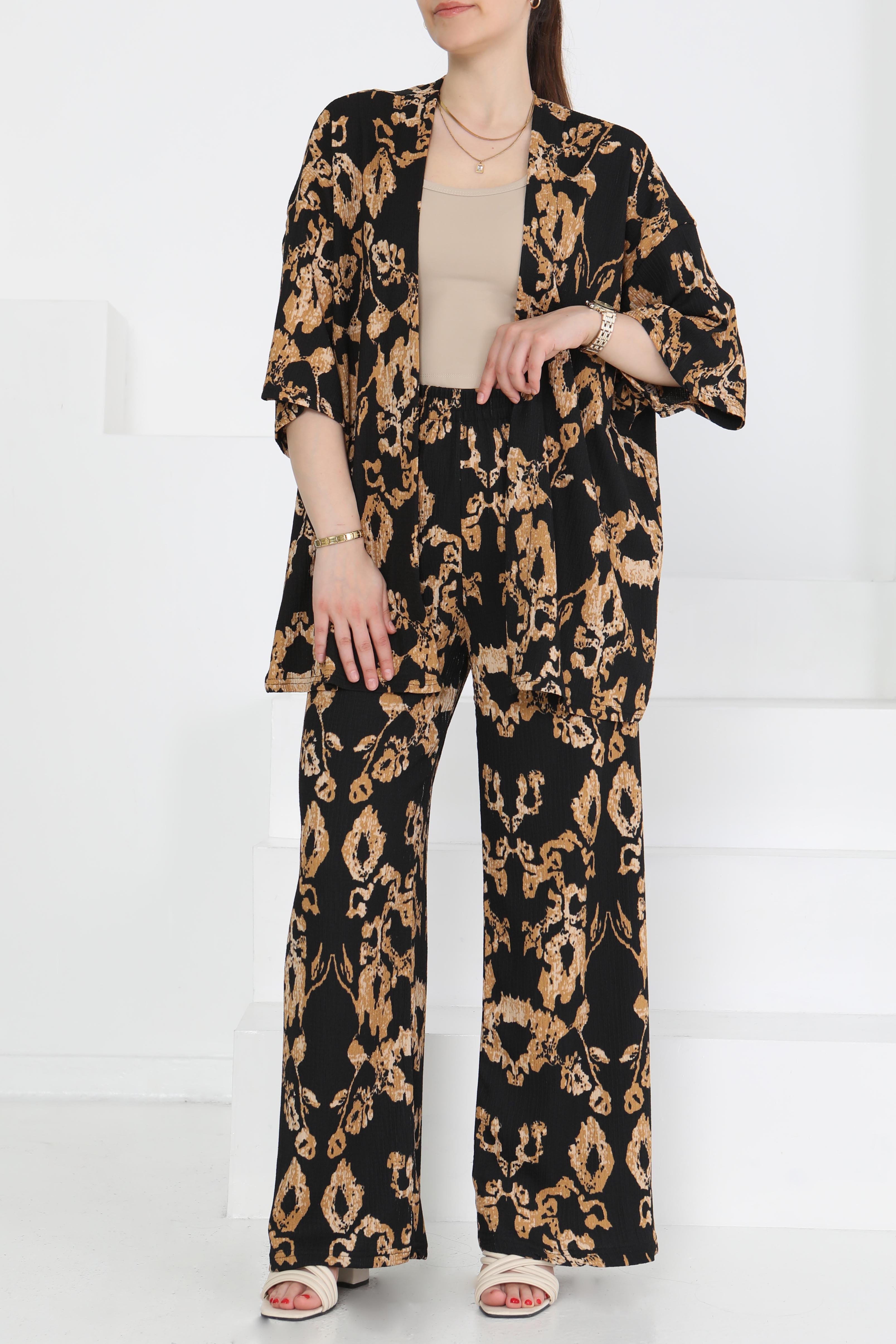 Desenli Kimono Takım - 27287 - 4