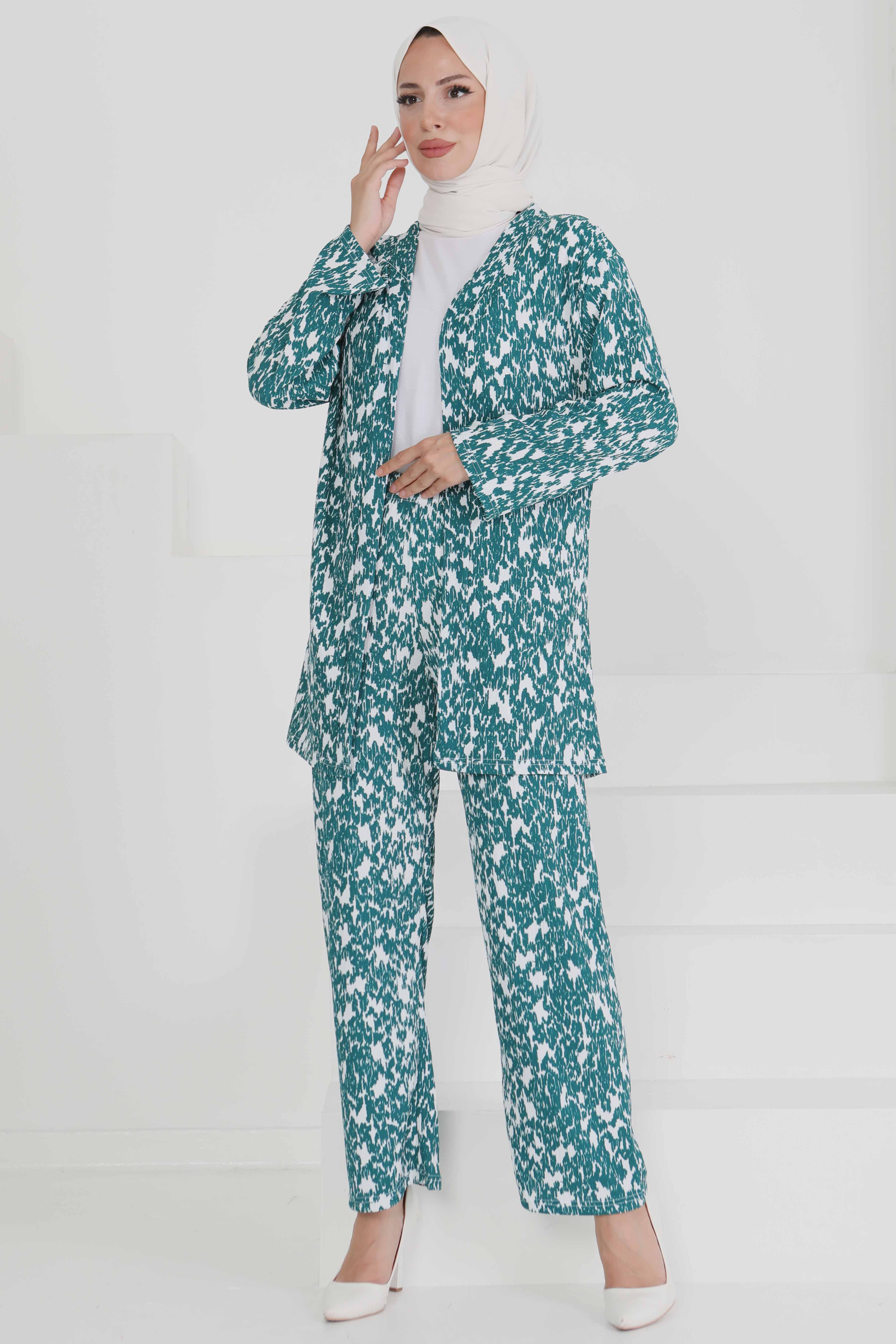 Desenli Kimono Takım - 27132 - 6