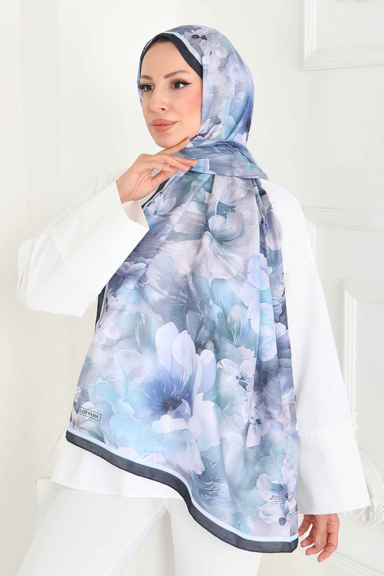 Desenli Kıraş Şal - 27853-BEBE-MAVI - TOFİSA