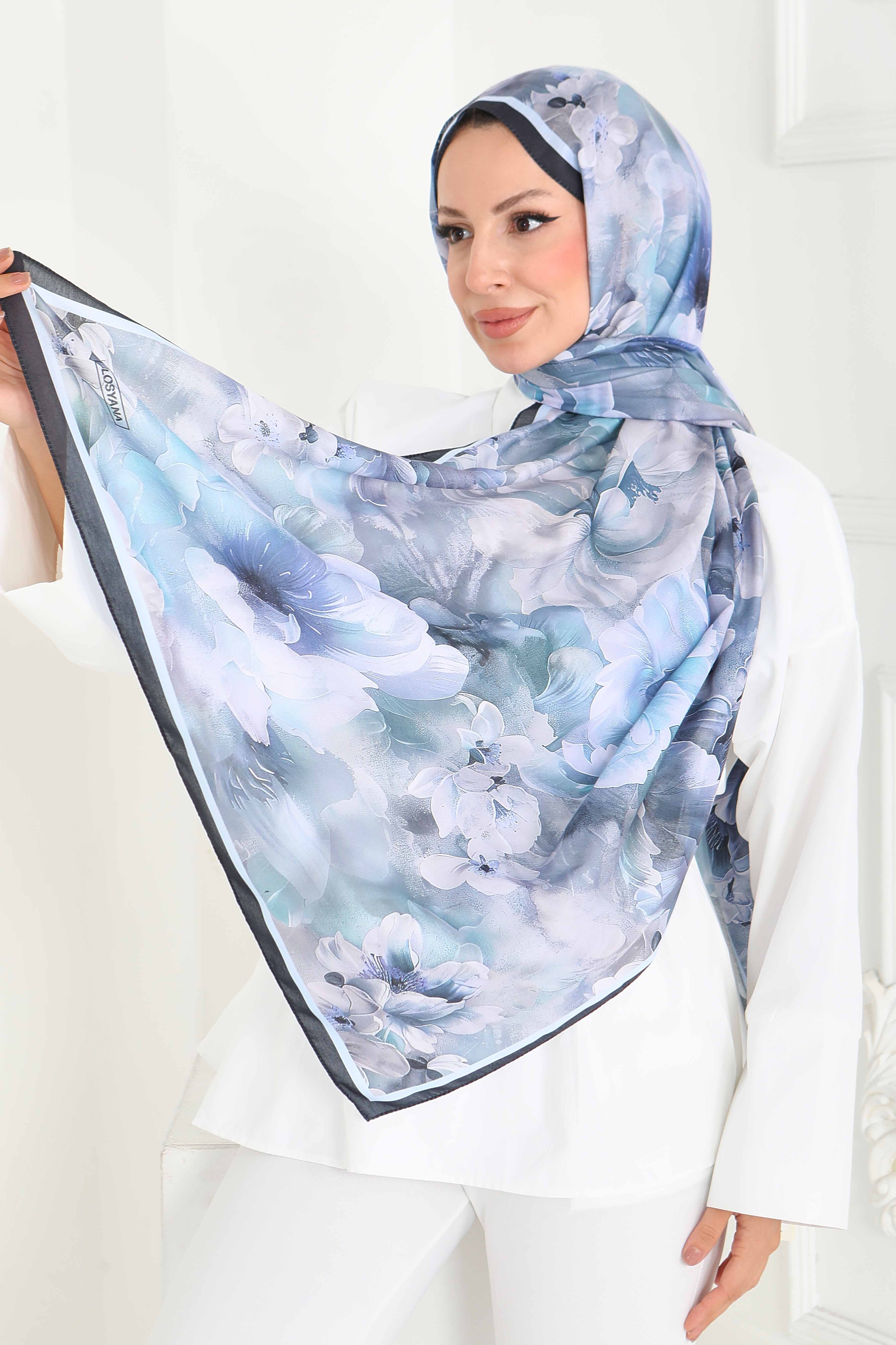 Desenli Kıraş Şal - 27853-BEBE-MAVI - 3