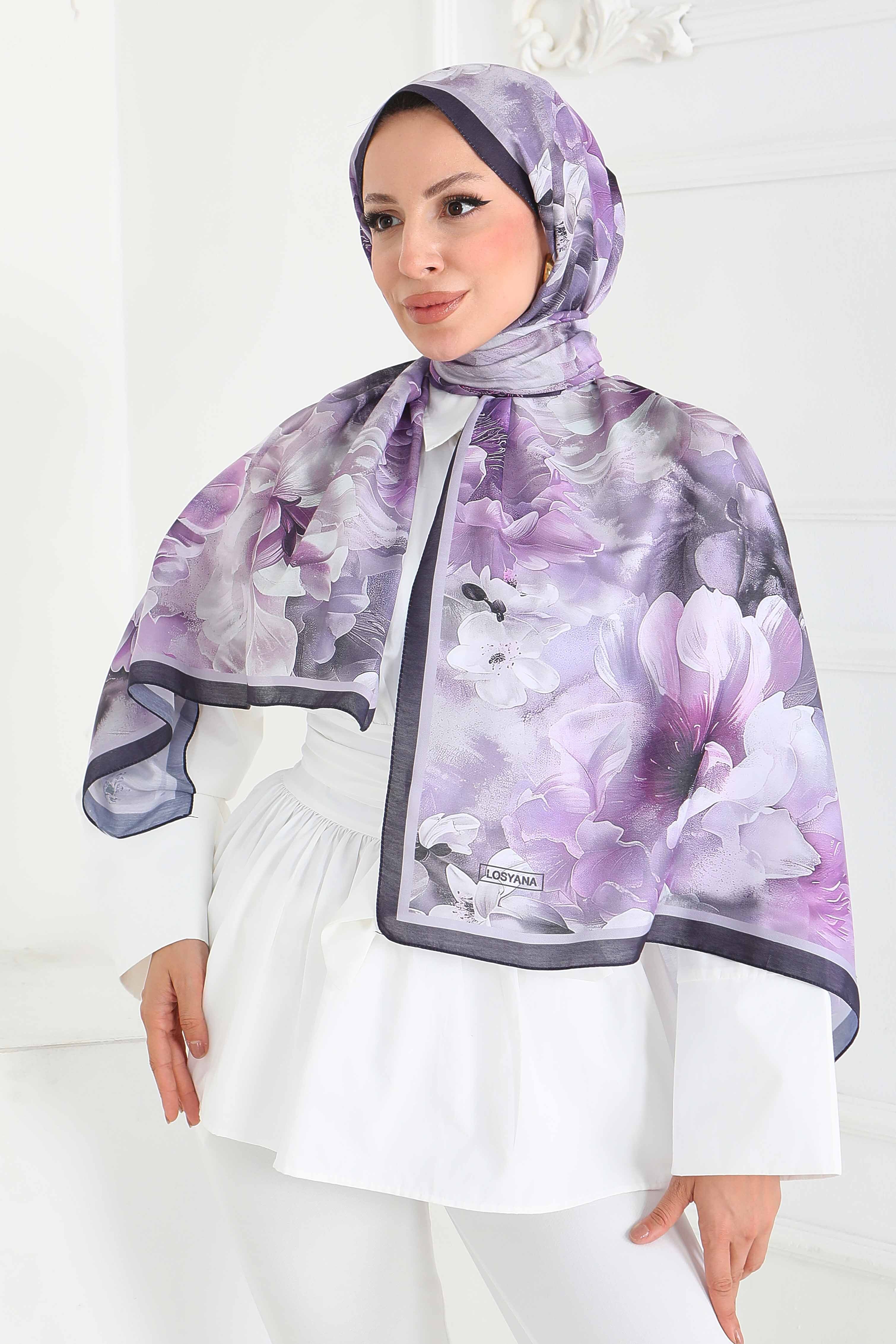 Desenli Kıraş Şal - 27853-LILA - 1