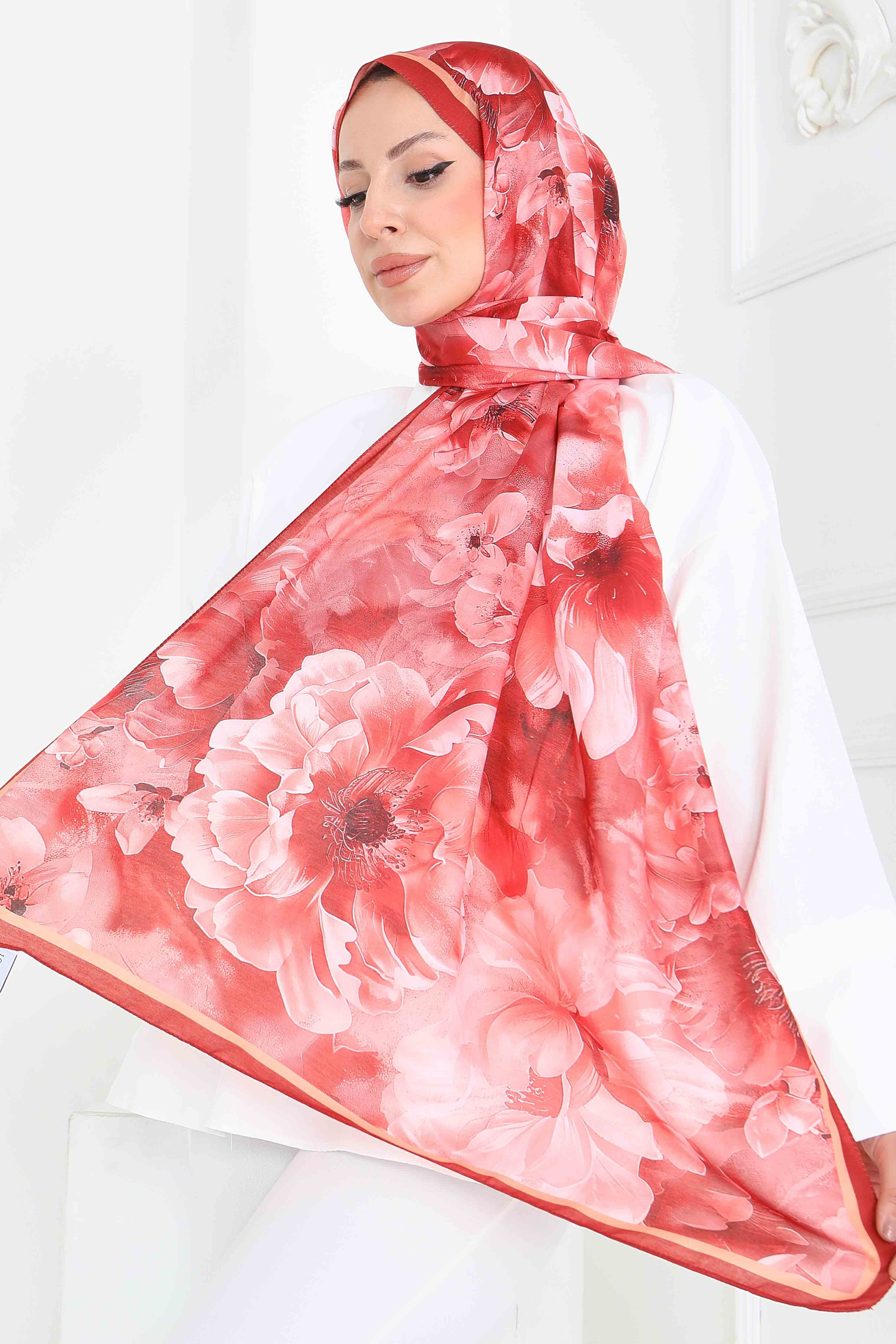 Desenli Kıraş Şal - 27853-MERCAN - 2