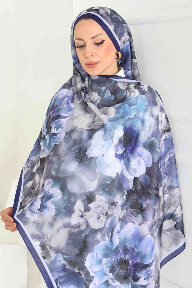 Floral Whisper Serisi Pamuk Şal - 27853-MOR - TOFİSA