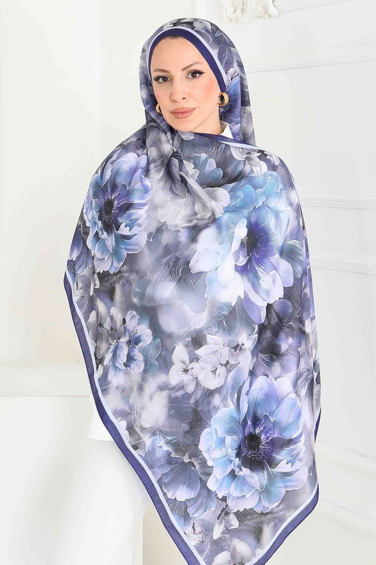 Floral Whisper Serisi Pamuk Şal - 27853-MOR - TOFİSA