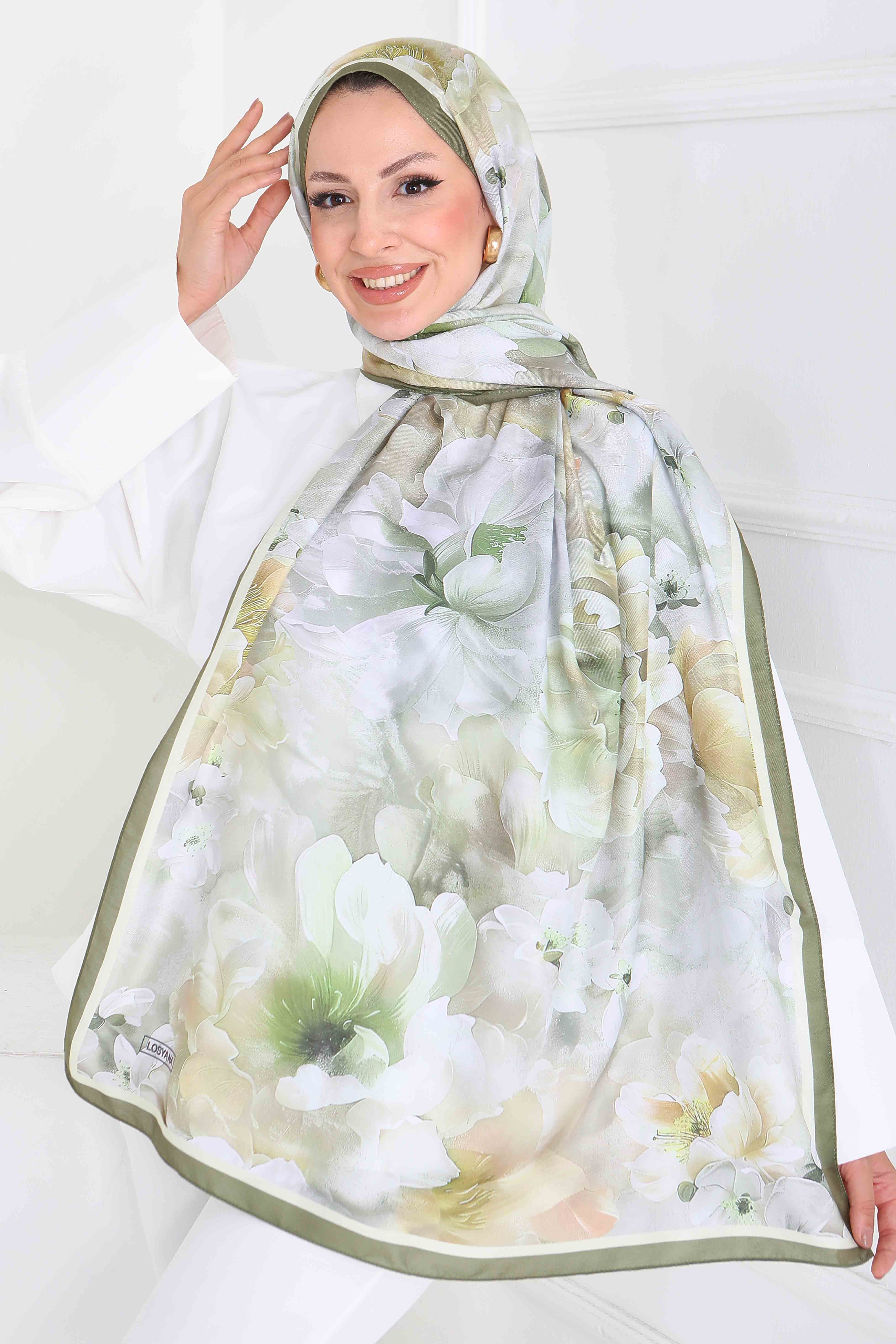 Desenli Kıraş Şal - 27853-YAG-YESILI - 1