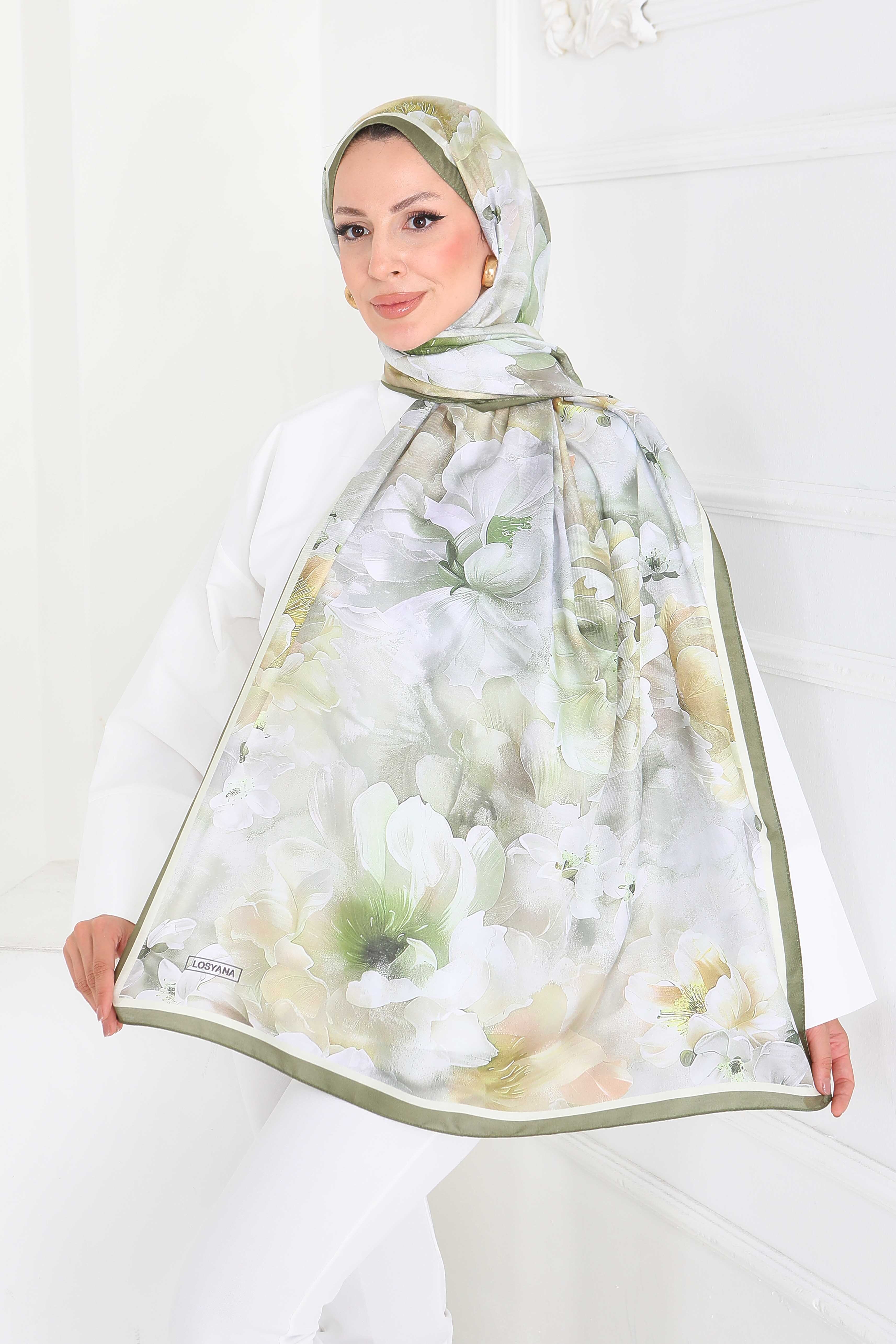 Desenli Kıraş Şal - 27853-YAG-YESILI - 3