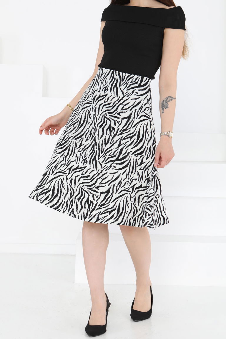 Desenli Mini Boy Etek Beyaz - 27236 - TOFİSA