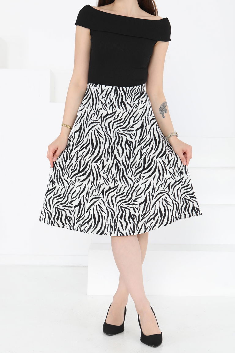 Desenli Mini Boy Etek Beyaz - 27236 - TOFİSA