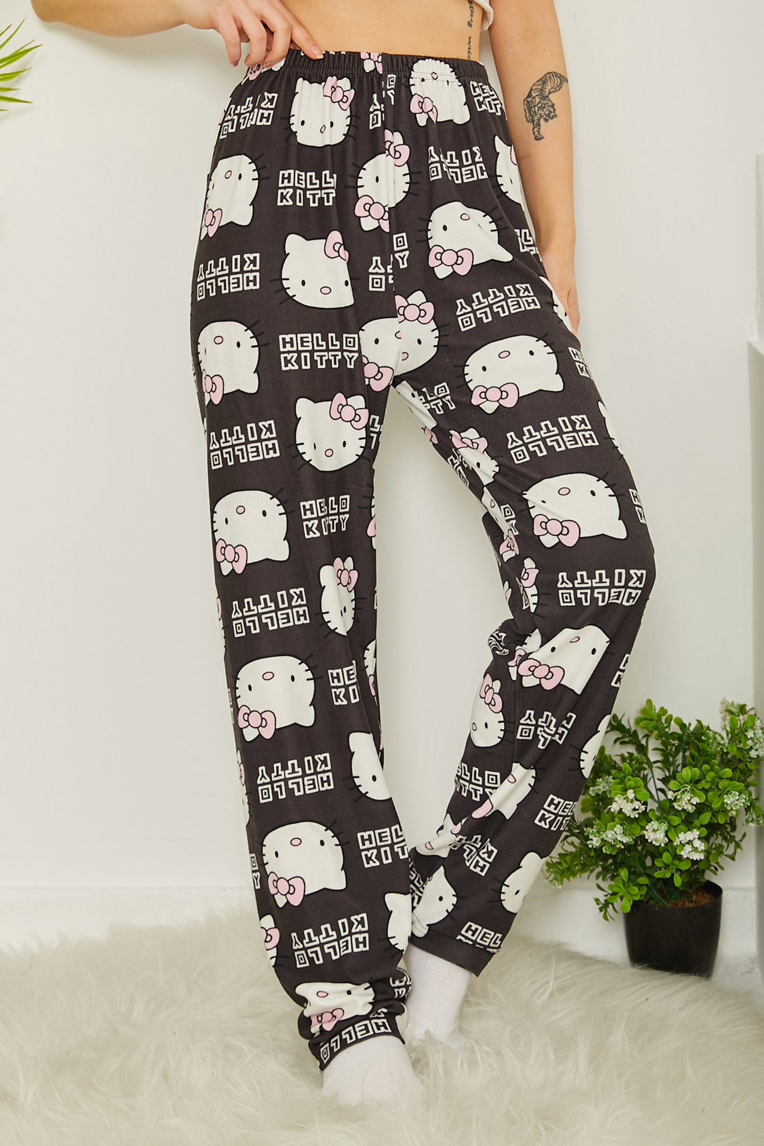 Desenli Pijama Altı Antrasit - 26665 - 2