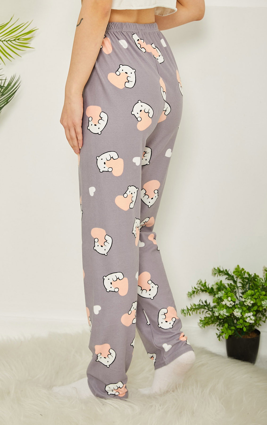 Desenli Pijama Altı Gri - 26664 - 4