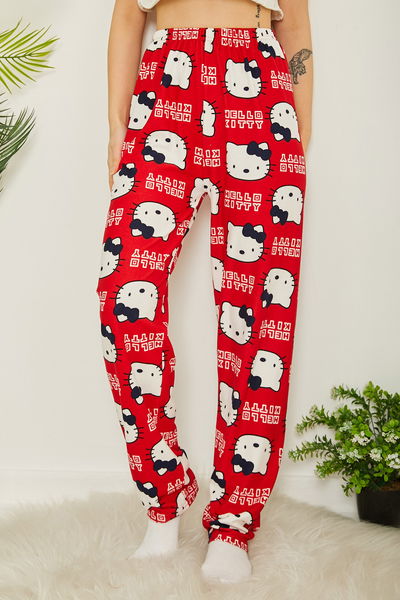 Desenli Pijama Altı Kirmizi - 26665 