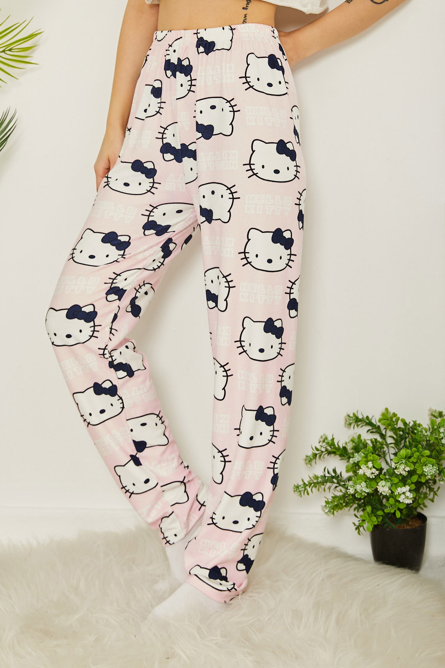 Desenli Pijama Altı Pembe - 26665 - 2