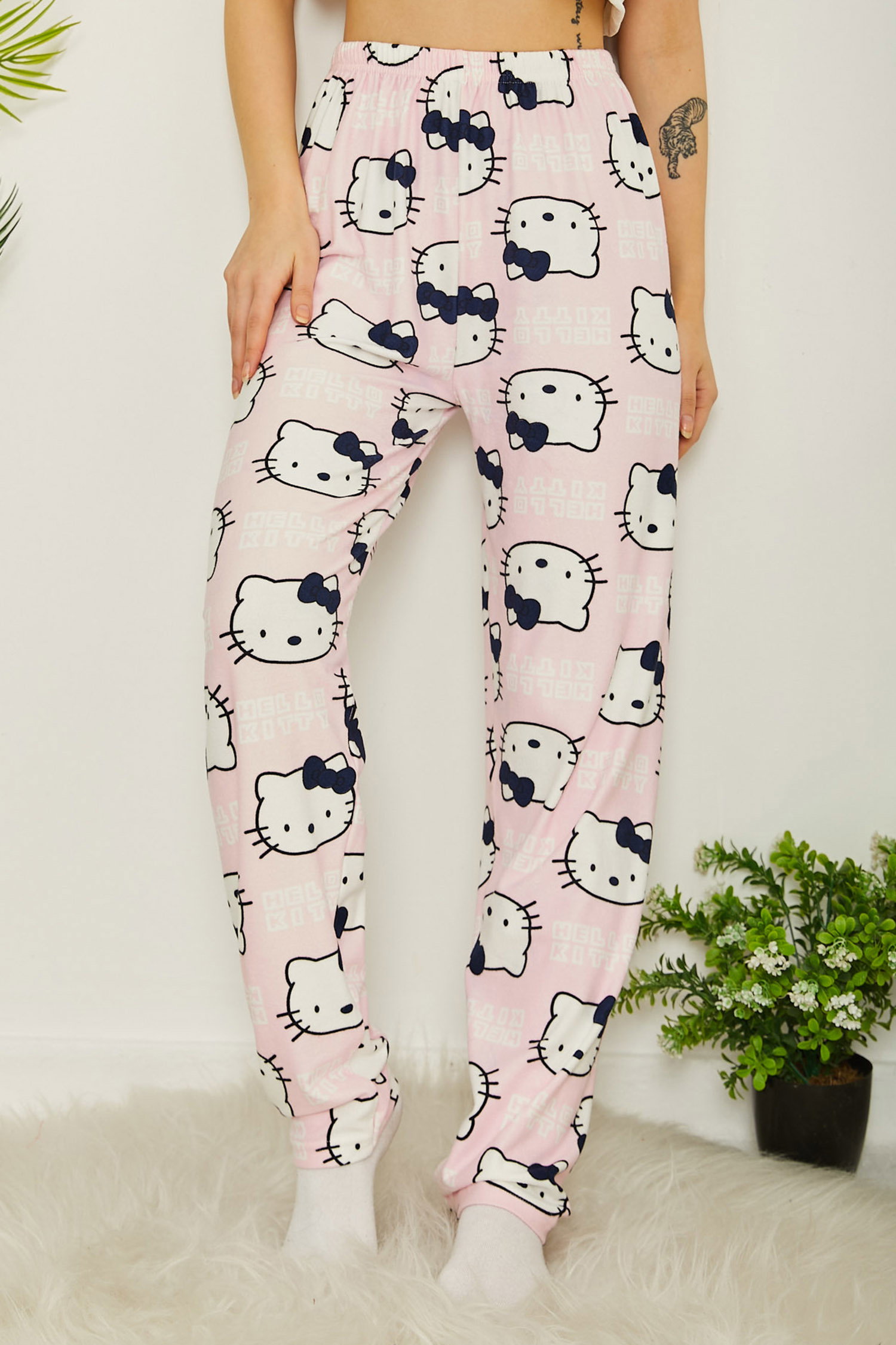 Desenli Pijama Altı Pembe - 26665 - 3