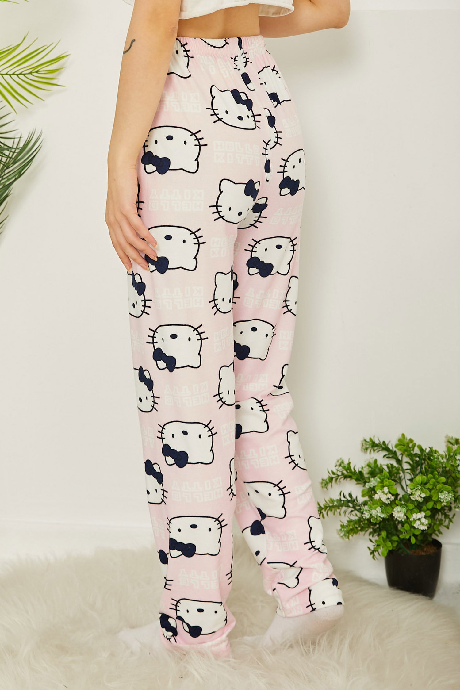 Desenli Pijama Altı Pembe - 26665 - 4