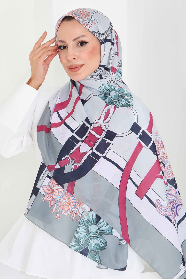 Kemerli Çiçek Bahçesi Serisi Pamuk Şal - 27858-MINT - TOFİSA