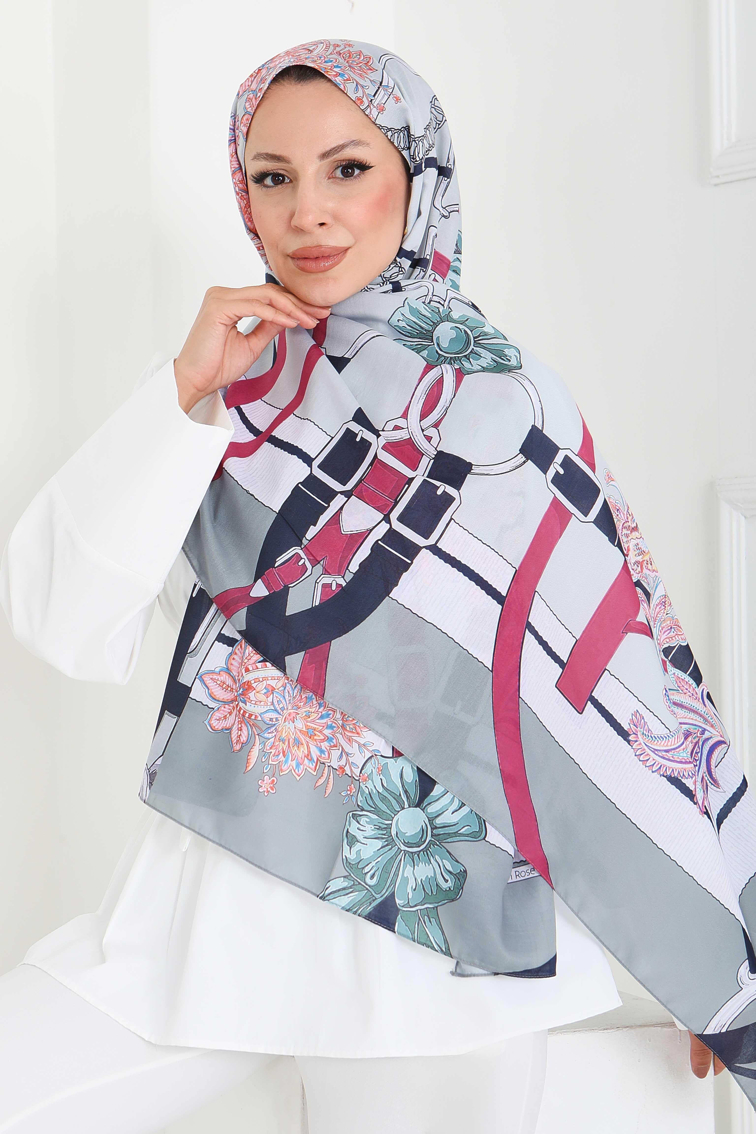 Desenli Şal - 27858-MINT - 4