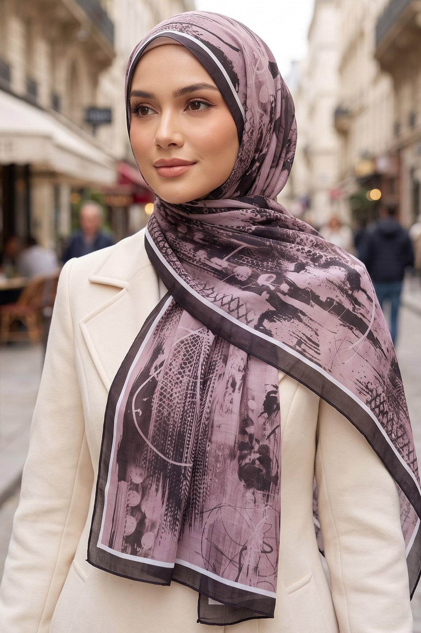 Desenli Soft Şal Kahve - 29257-KAHVE - 1