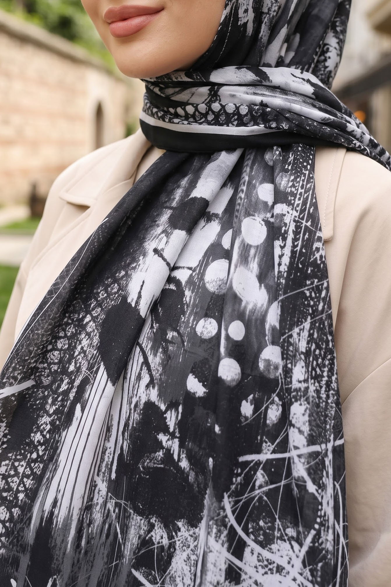 Desenli Soft Şal Siyah - 29257-SIYAH - 2