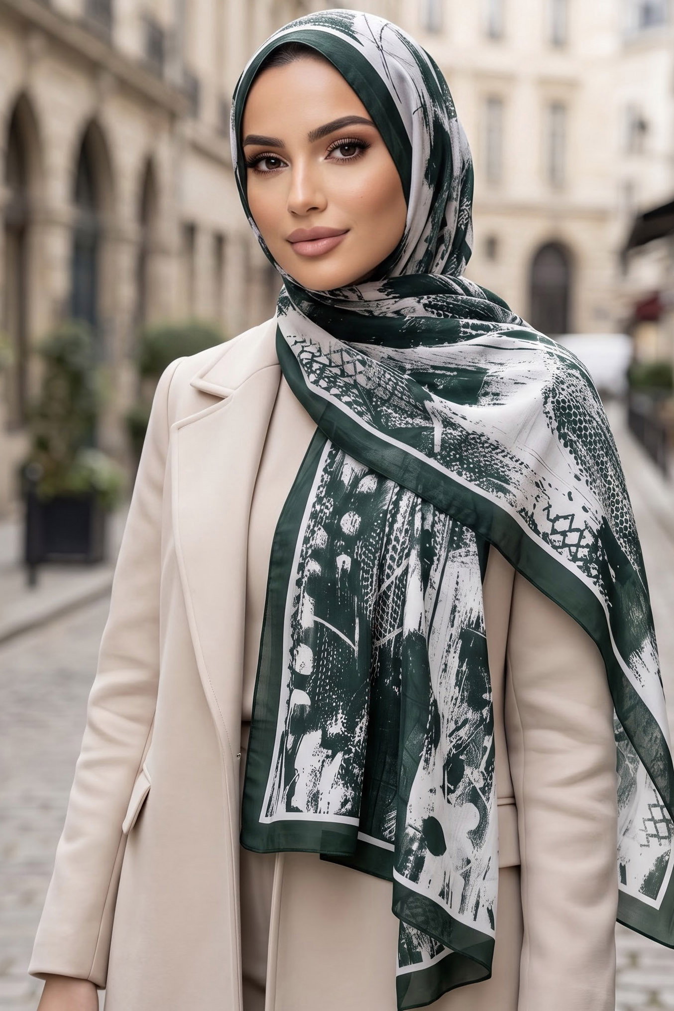 Desenli Soft Şal Yeşil - 29257-YESIL - 1