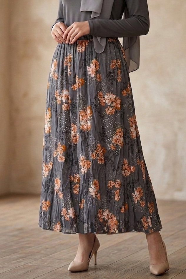 Desenli Trikoton Etel - 2121-FUME - 2