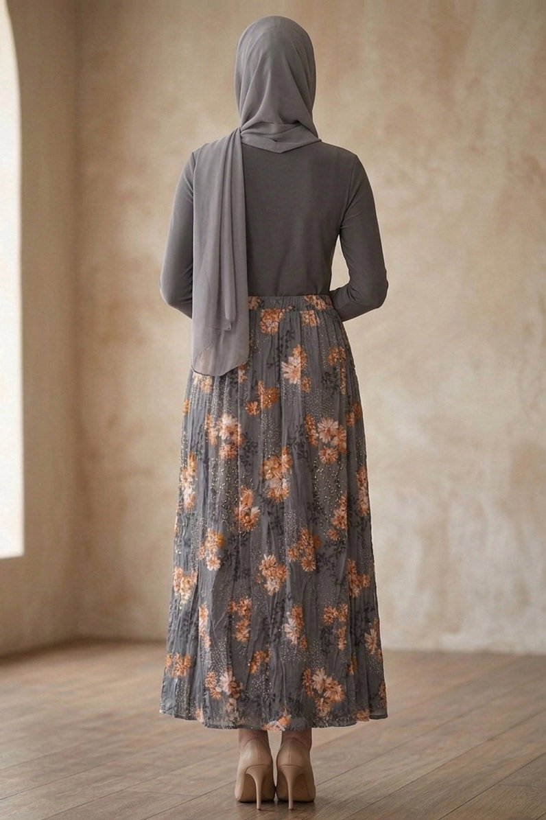 Desenli Trikoton Etel - 2121-FUME - 3