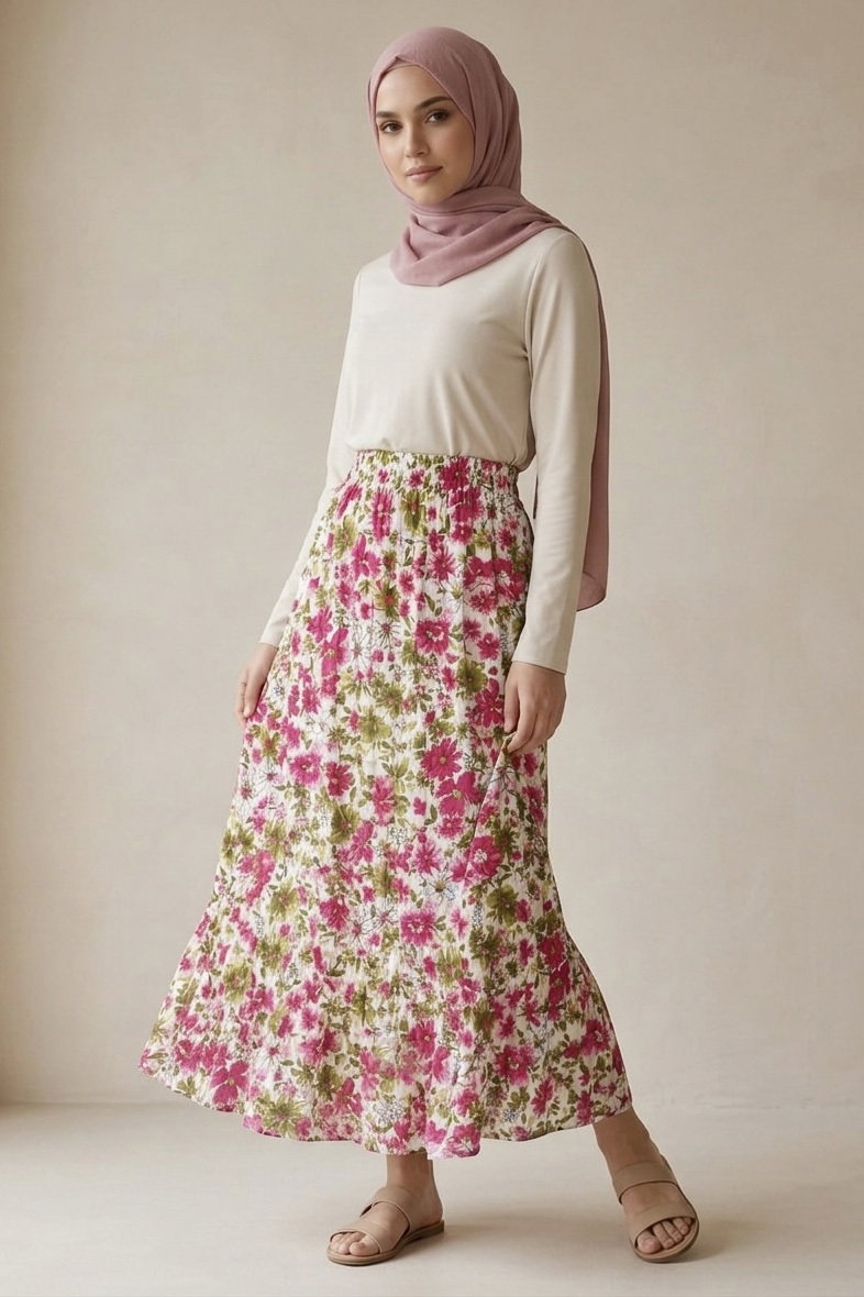 Desenli Trikoton Etel - 2121-FUSYA - 1