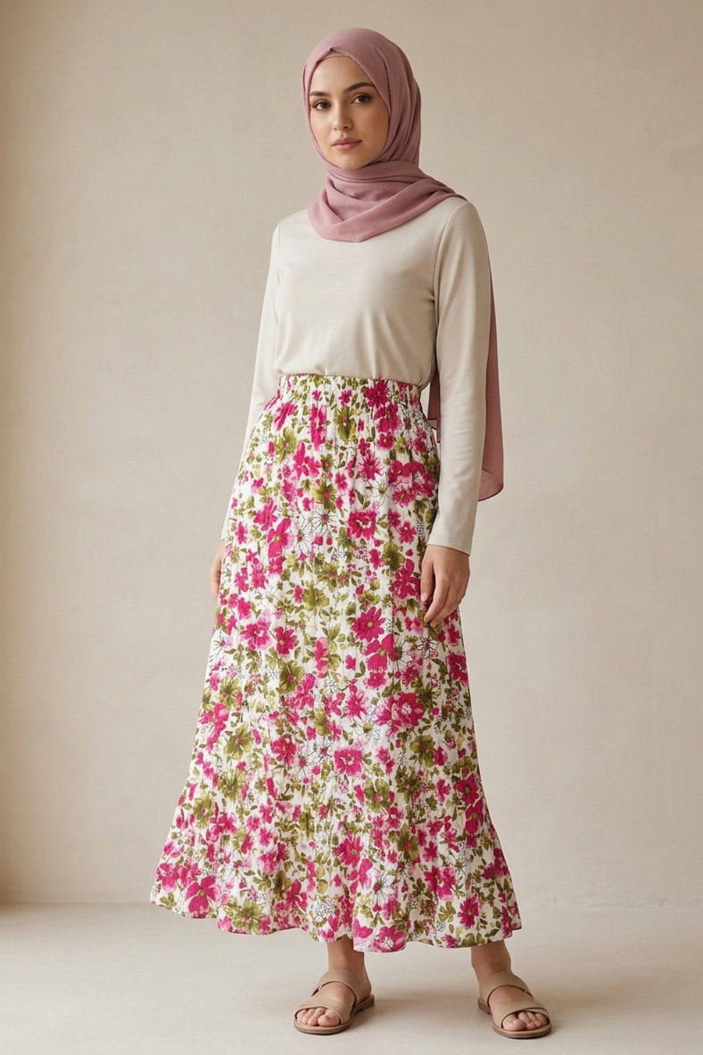 Desenli Trikoton Etel - 2121-FUSYA - 2