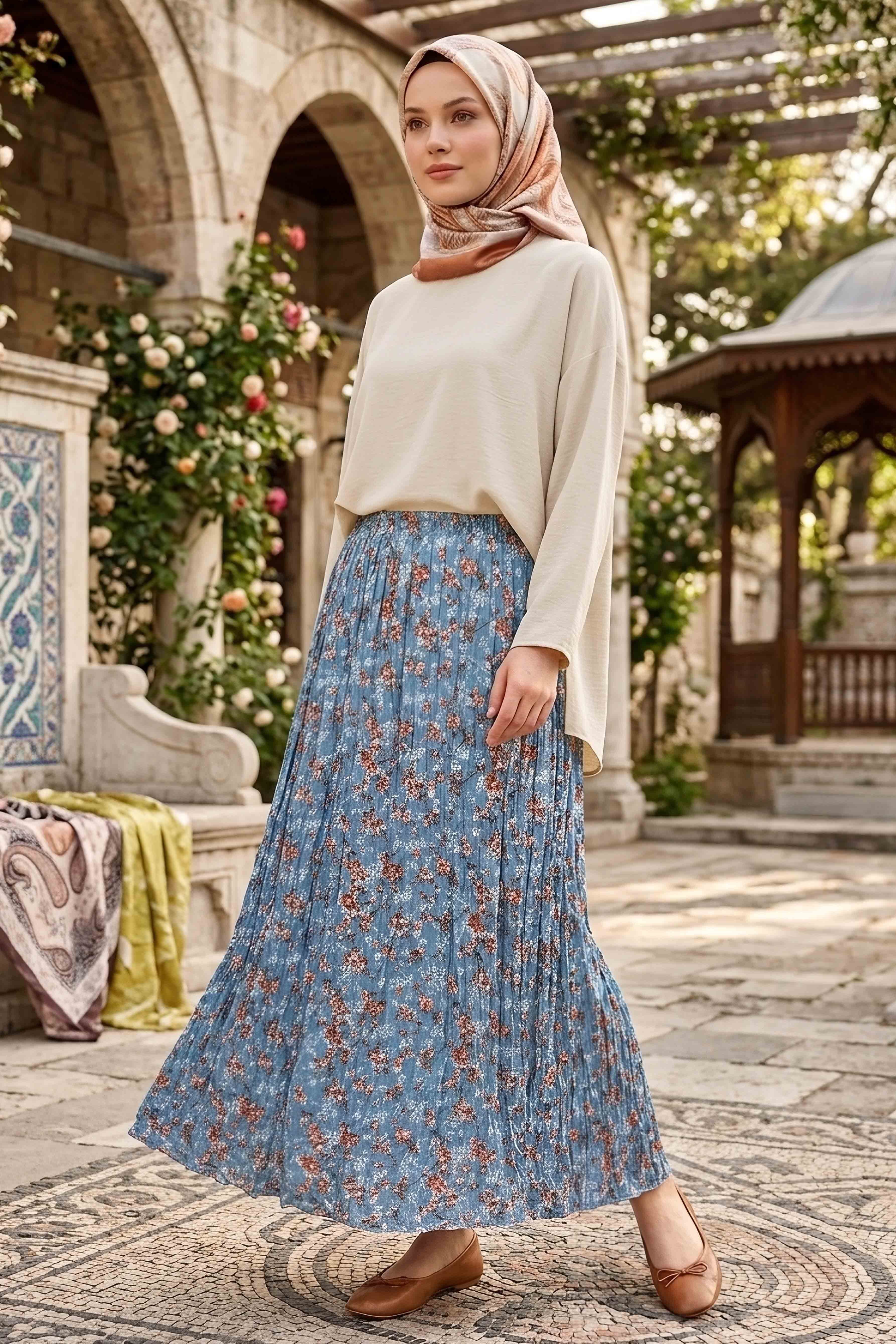 Desenli Trikoton Etel - 2121-INDIGO - 1