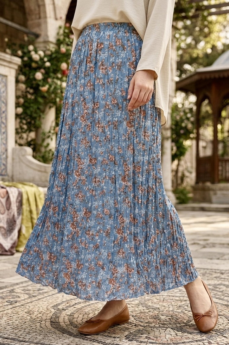 Desenli Trikoton Etel - 2121-INDIGO - 2