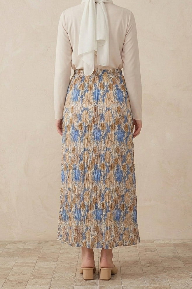 Desenli Trikoton Etel - 2121-MAVI-BEYAZ - 3