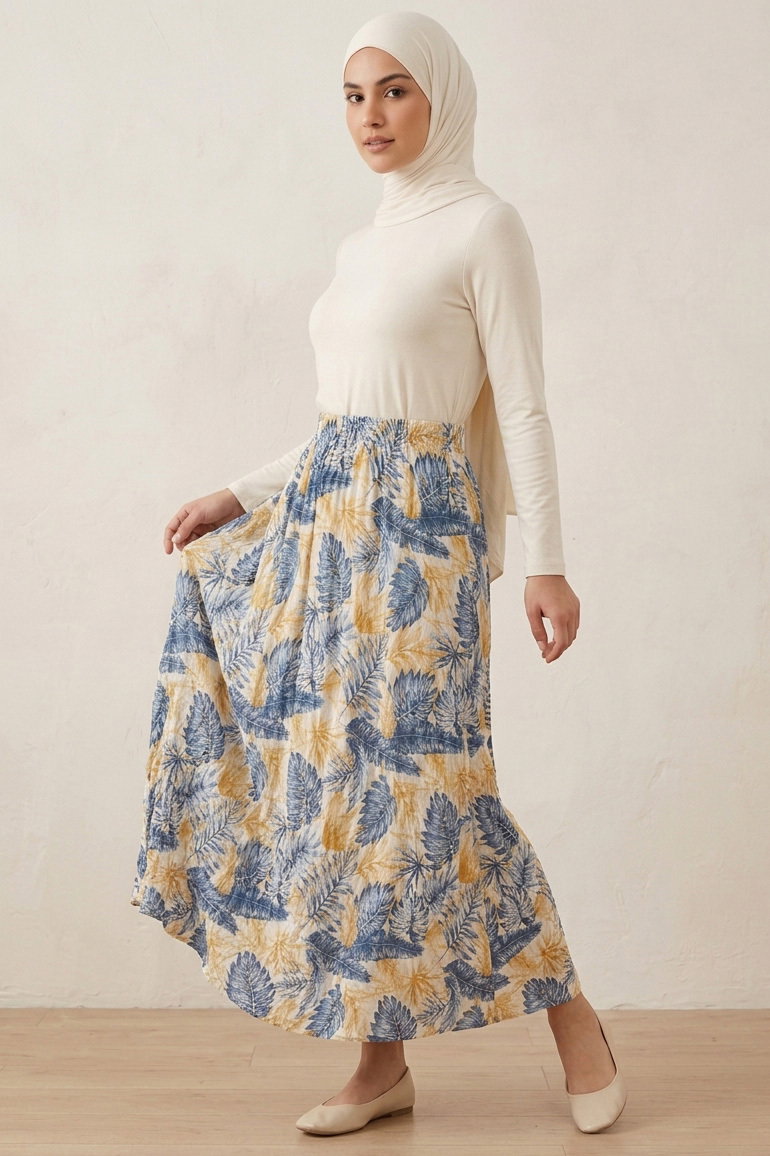 Desenli Trikoton Etel - 2121-MAVI - 1