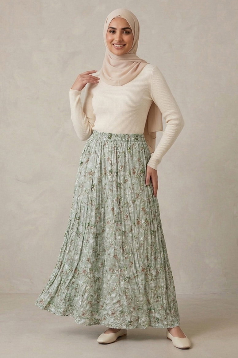 Desenli Trikoton Etel - 2121-MINT - 1